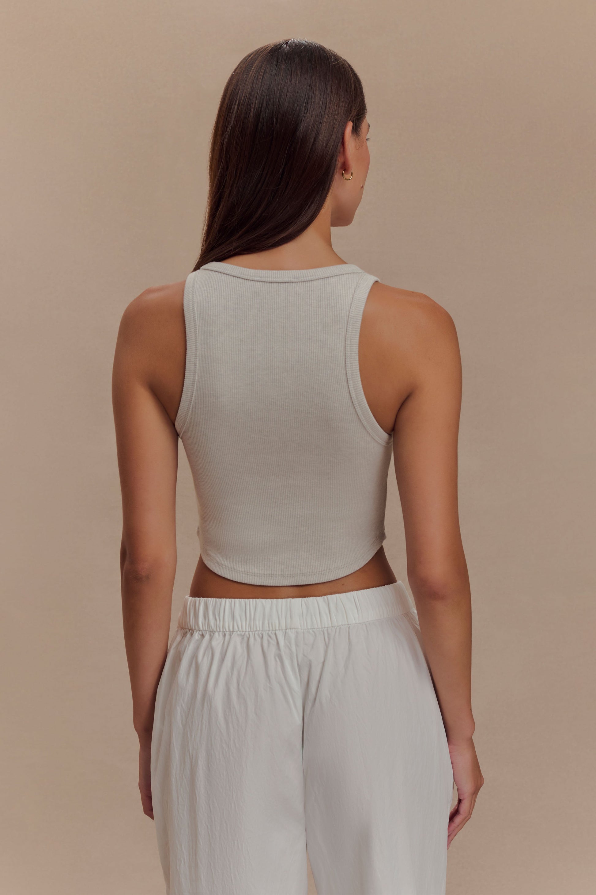 Morgana Ribbed Tank Top - Grey Marle #2