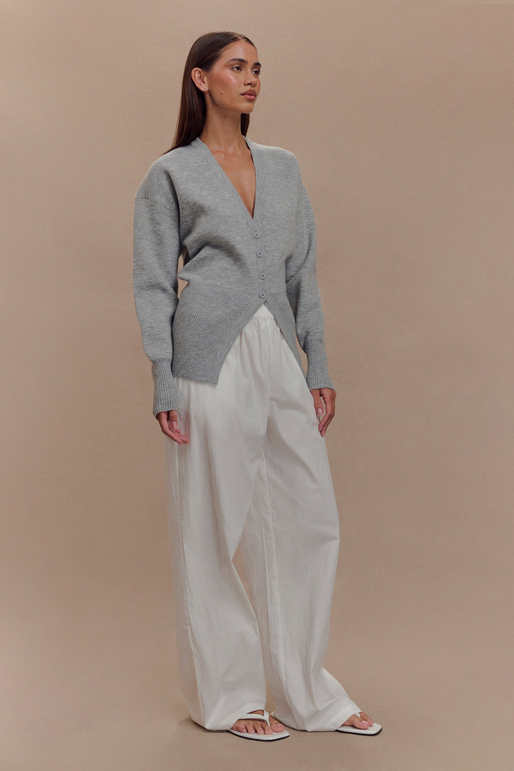 Alexia Buttoned Oversized Cardigan - Grey Marle #5