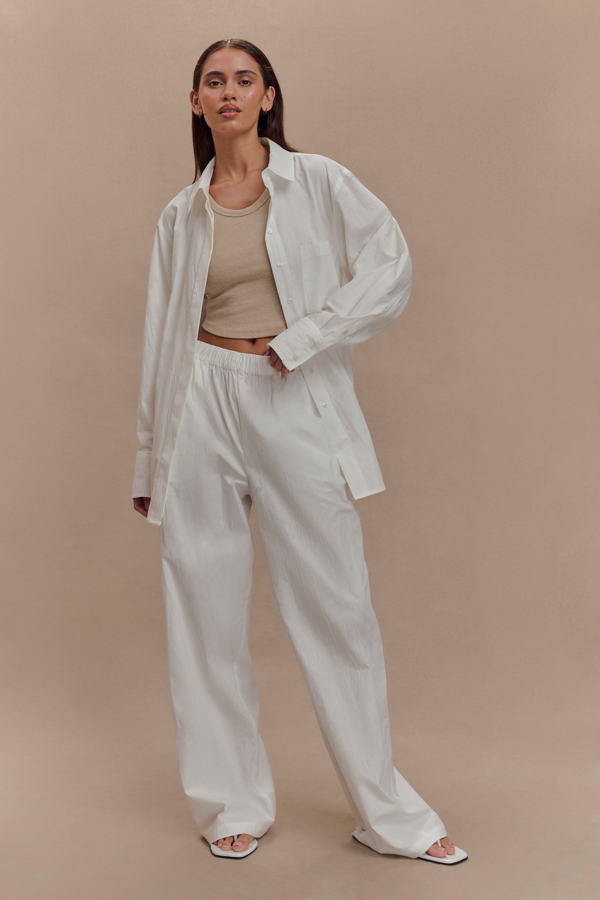Campbell Cotton Wide Leg Pants - White #5