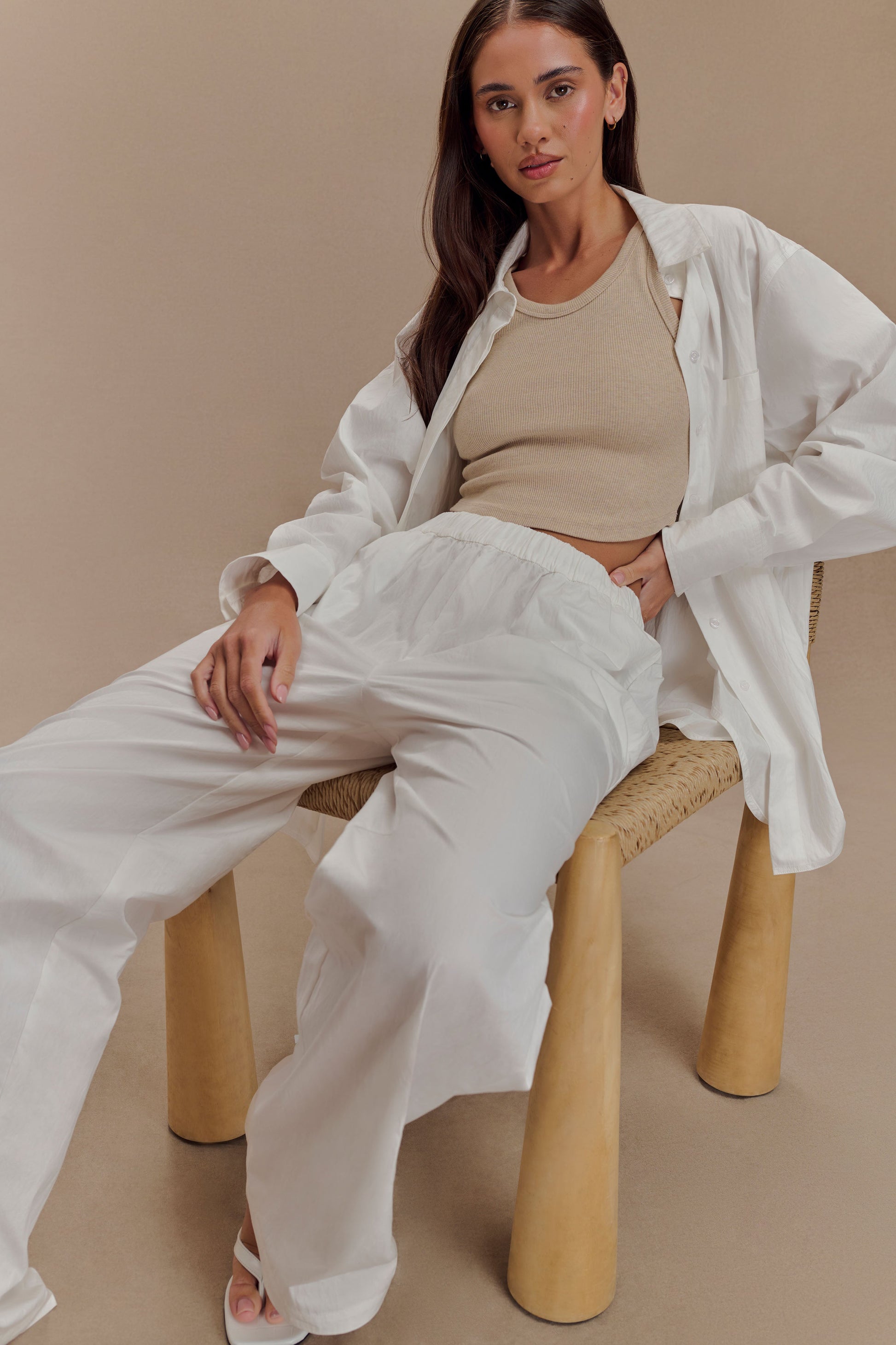 Campbell Cotton Wide Leg Pants - White #3