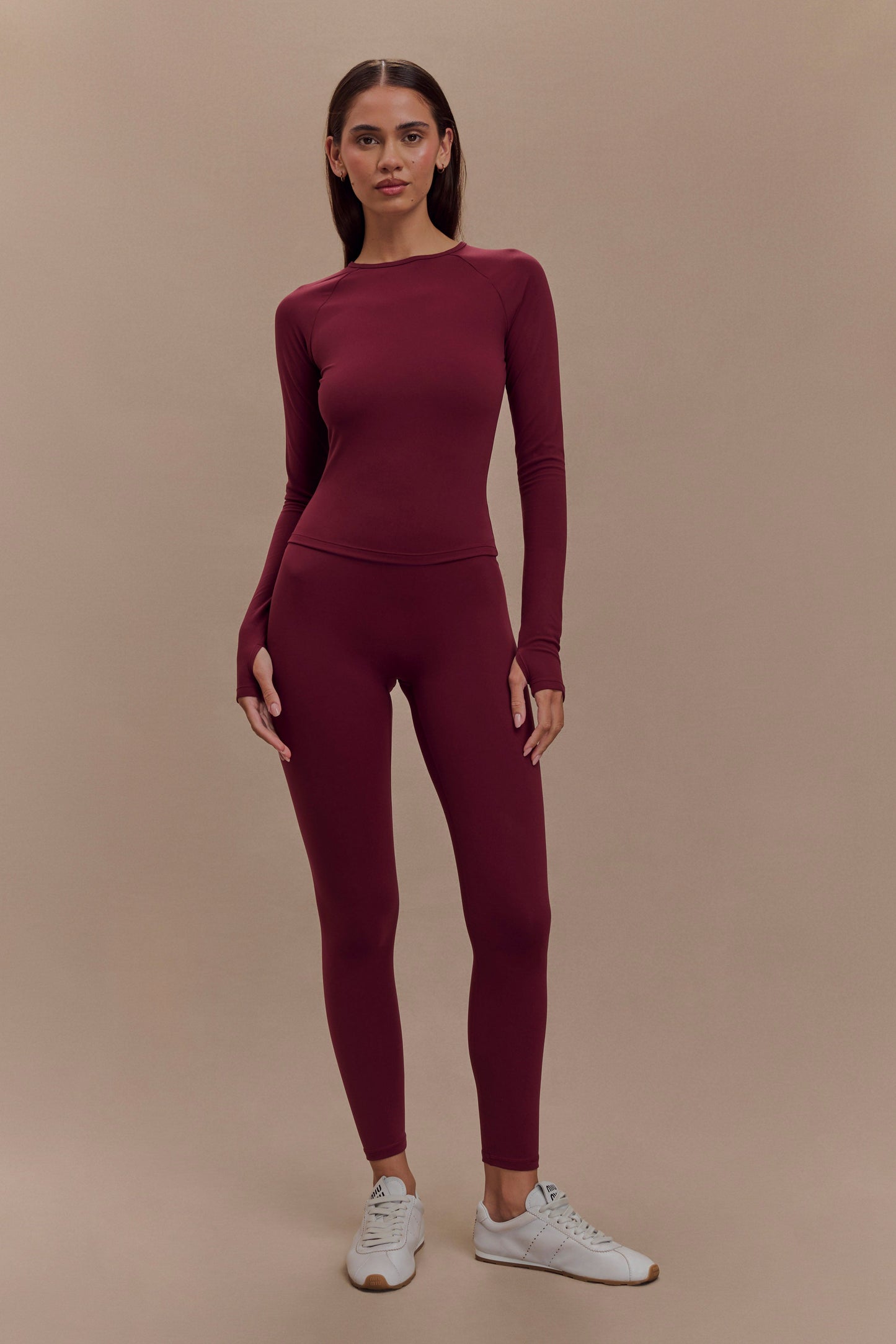 Eliana Long Sleeve Active Top - Burgundy