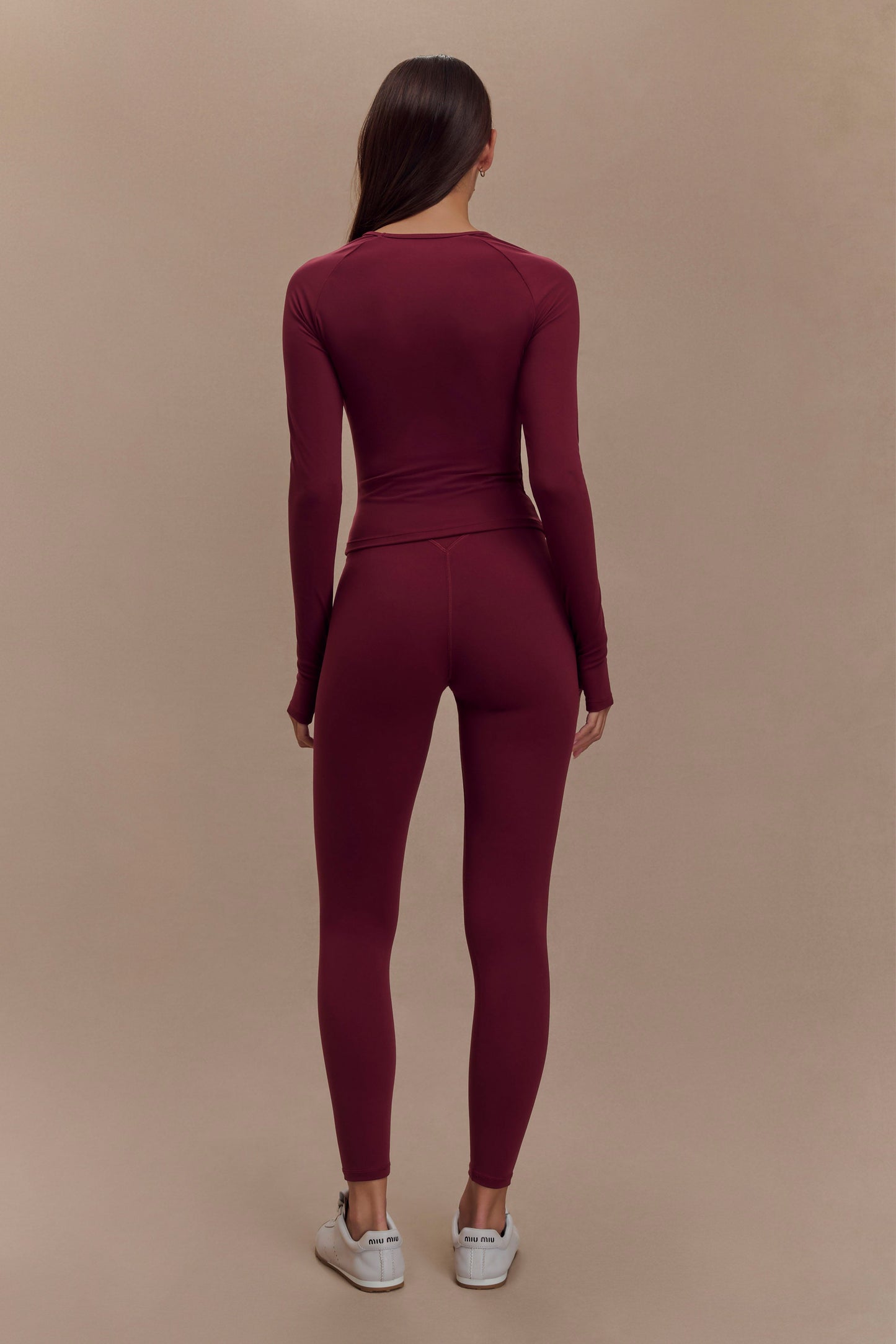 Eliana Long Sleeve Active Top - Burgundy