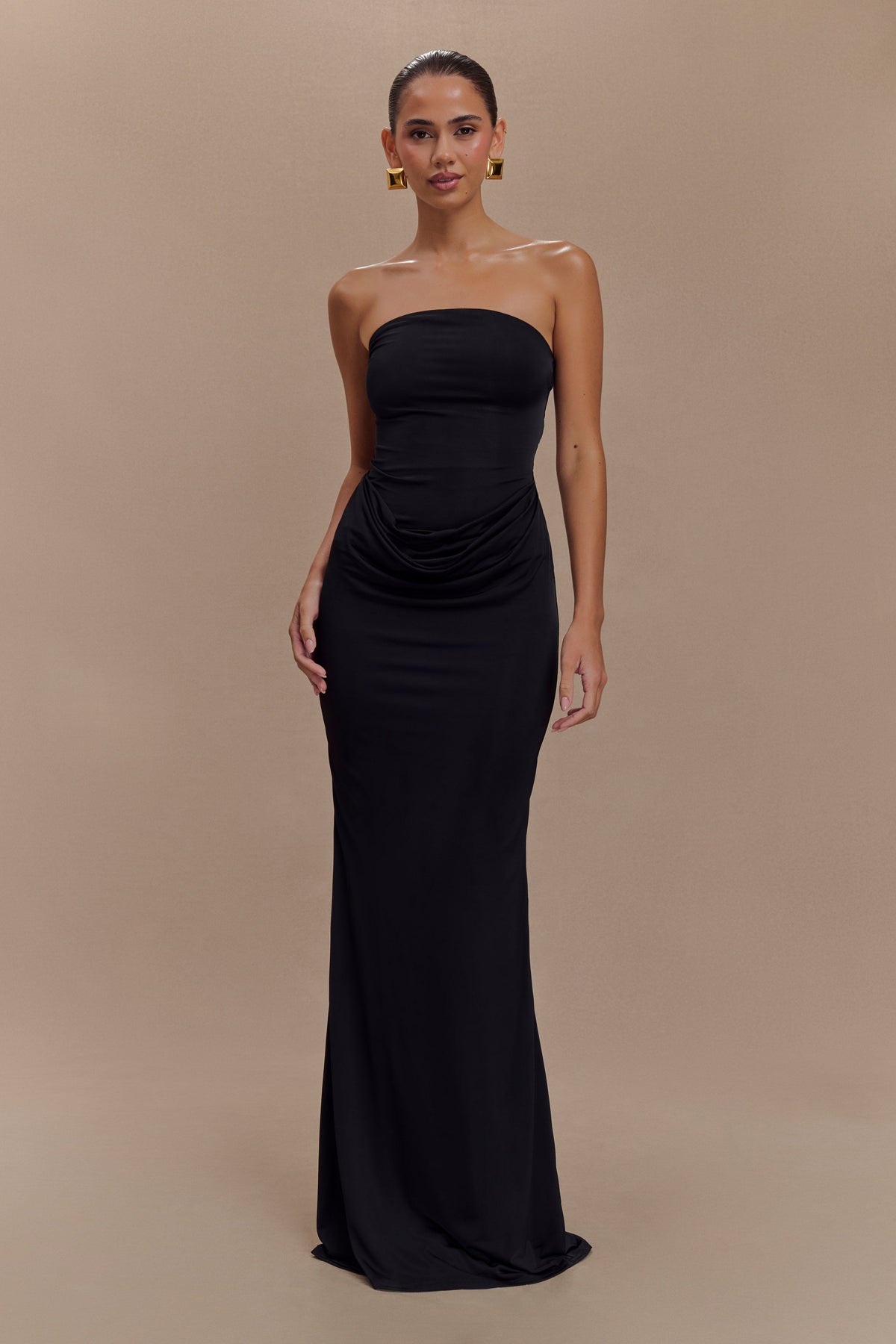 Madison Strapless Slinky Maxi Dress - Black #6