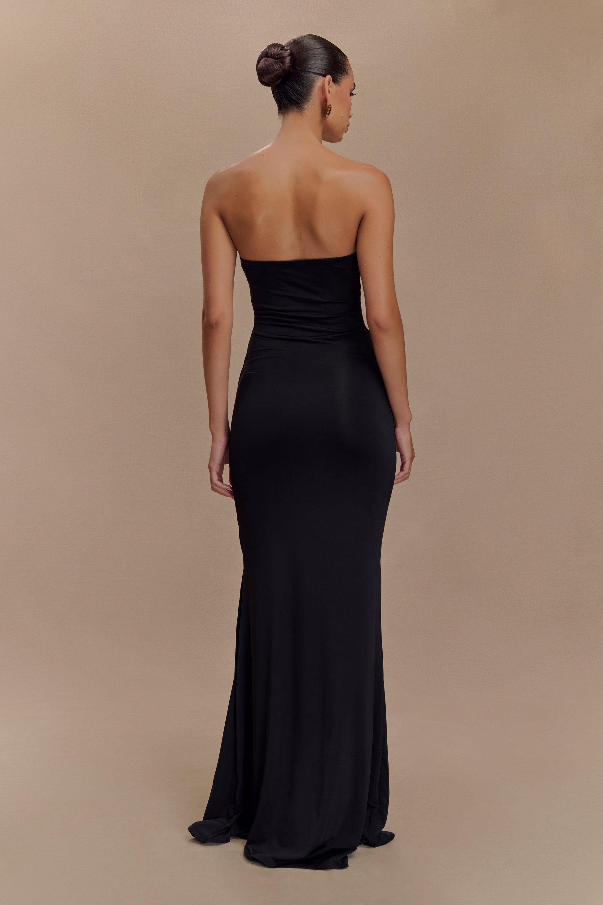 Madison Strapless Slinky Maxi Dress - Black #3