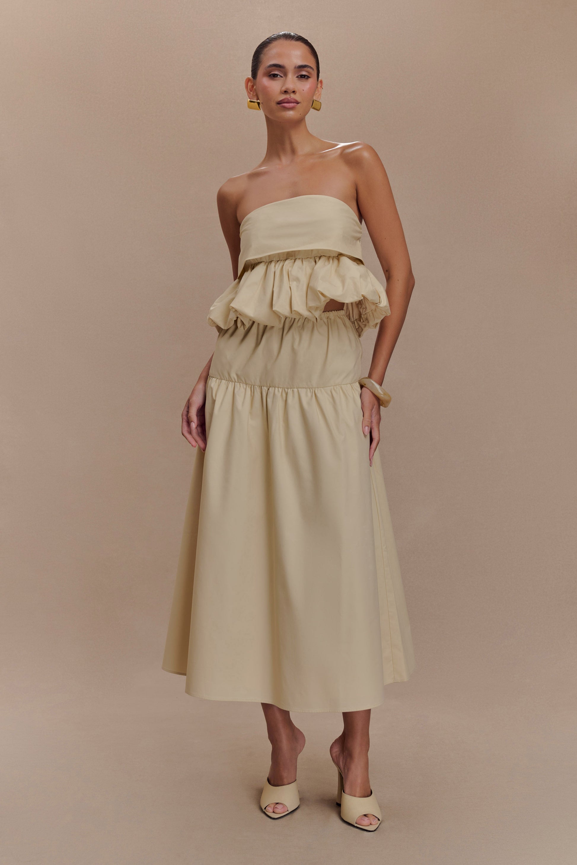 Amirah Strapless Bubble Crop Top - Nude #6