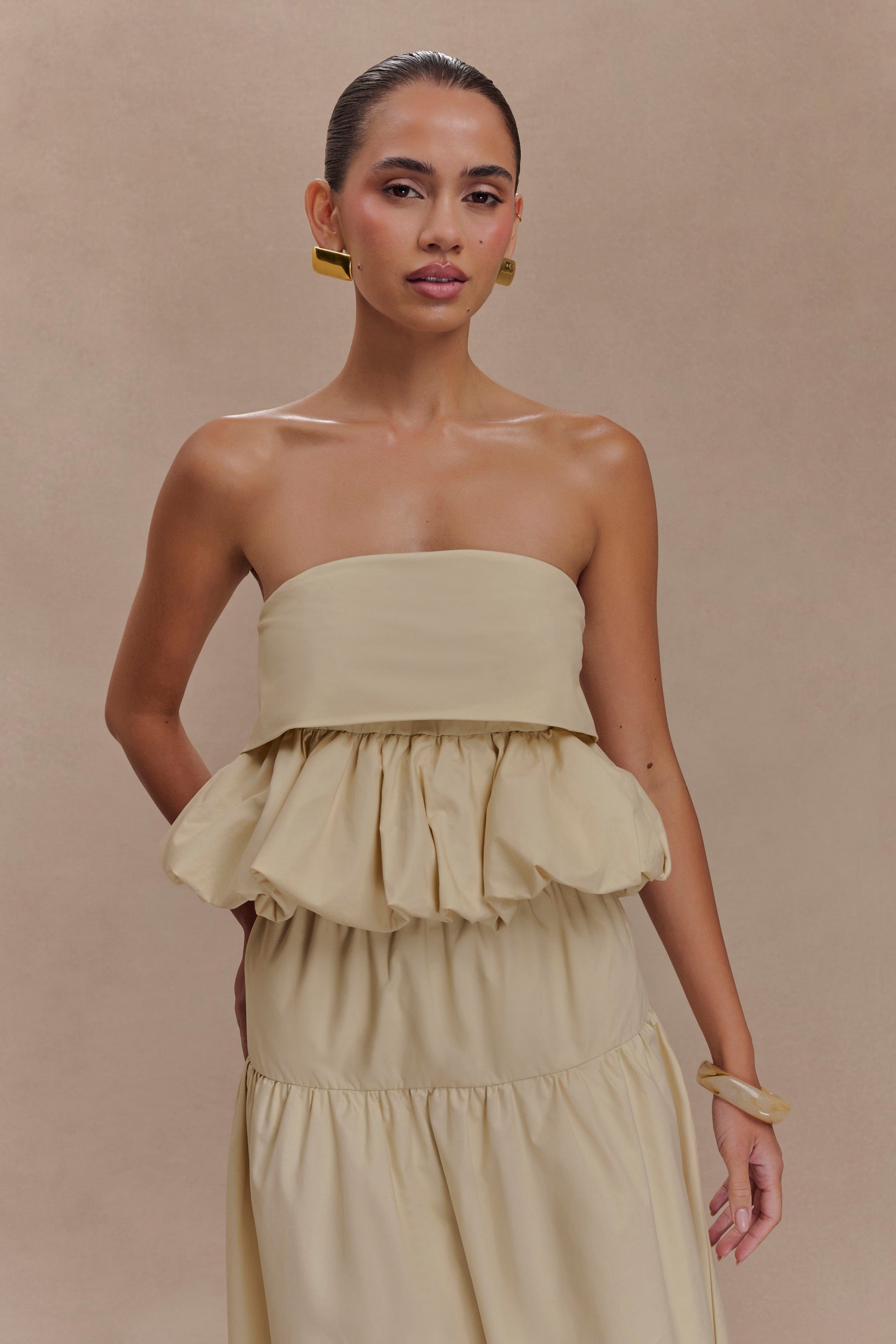 Amirah Strapless Bubble Crop Top - Nude #2