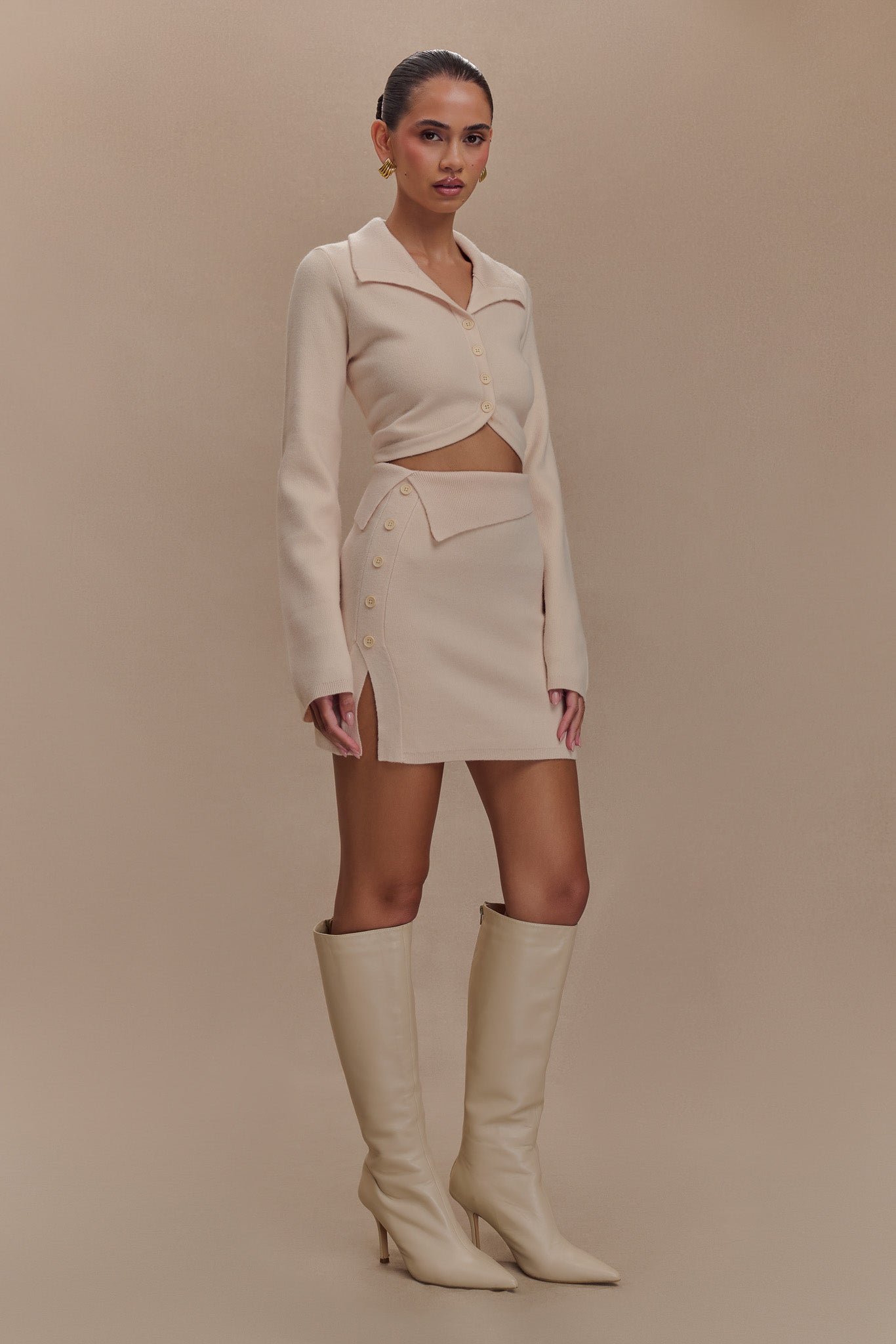 Annabelle Knit Mini Skirt - Cream #4