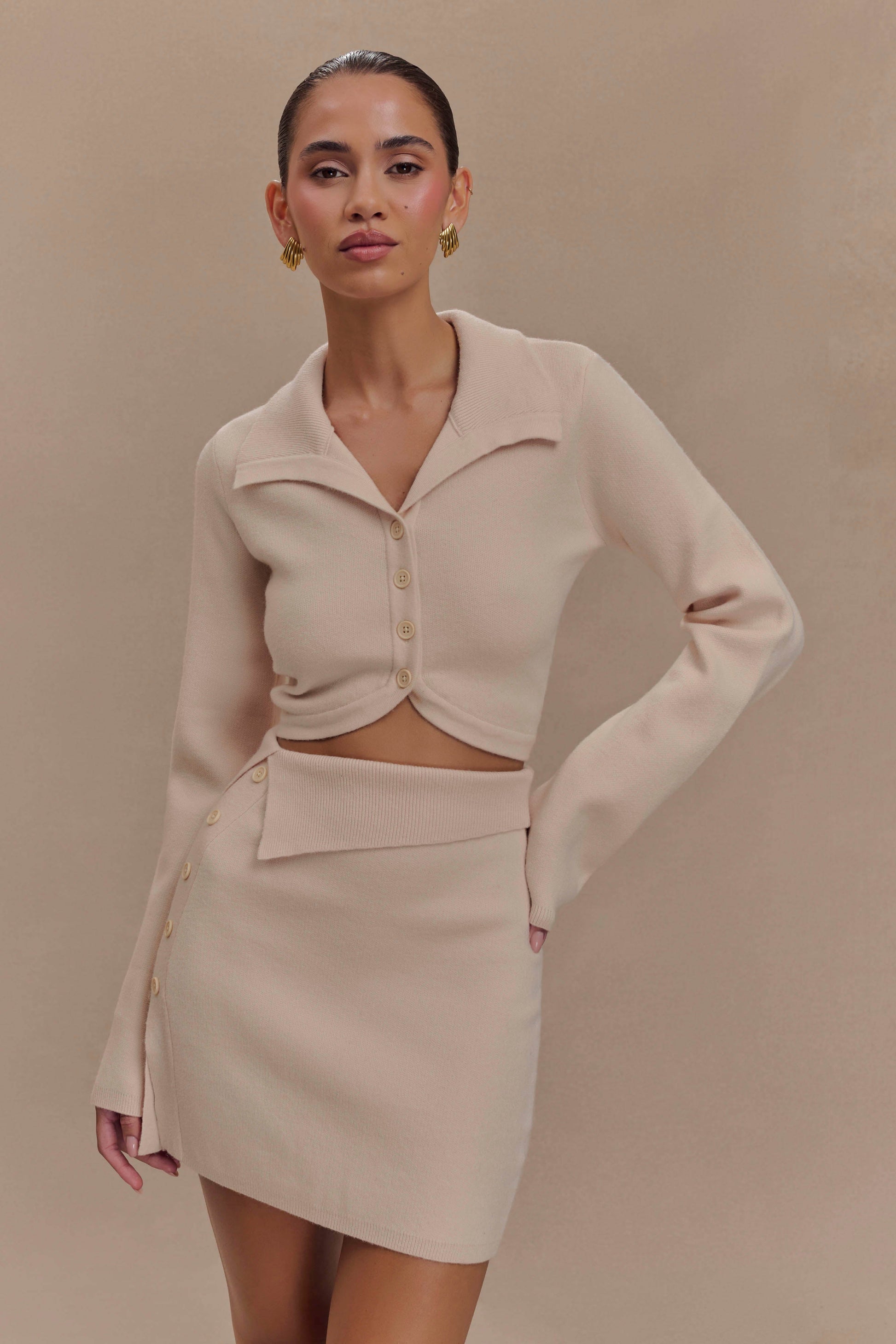 Annabelle Knit Mini Skirt - Cream #7