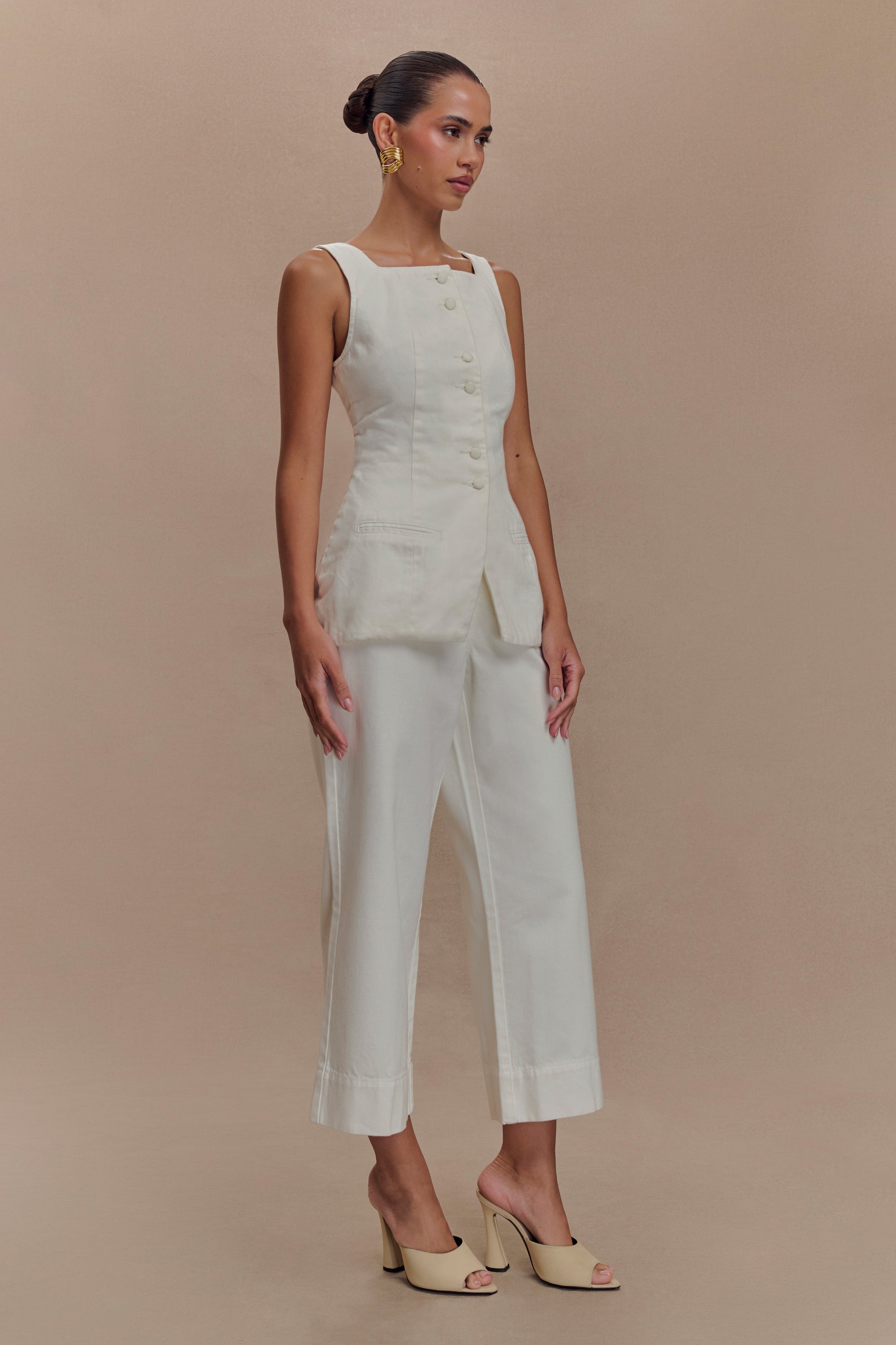 Kaitlyn Cropped Wide Leg Jeans - White #3