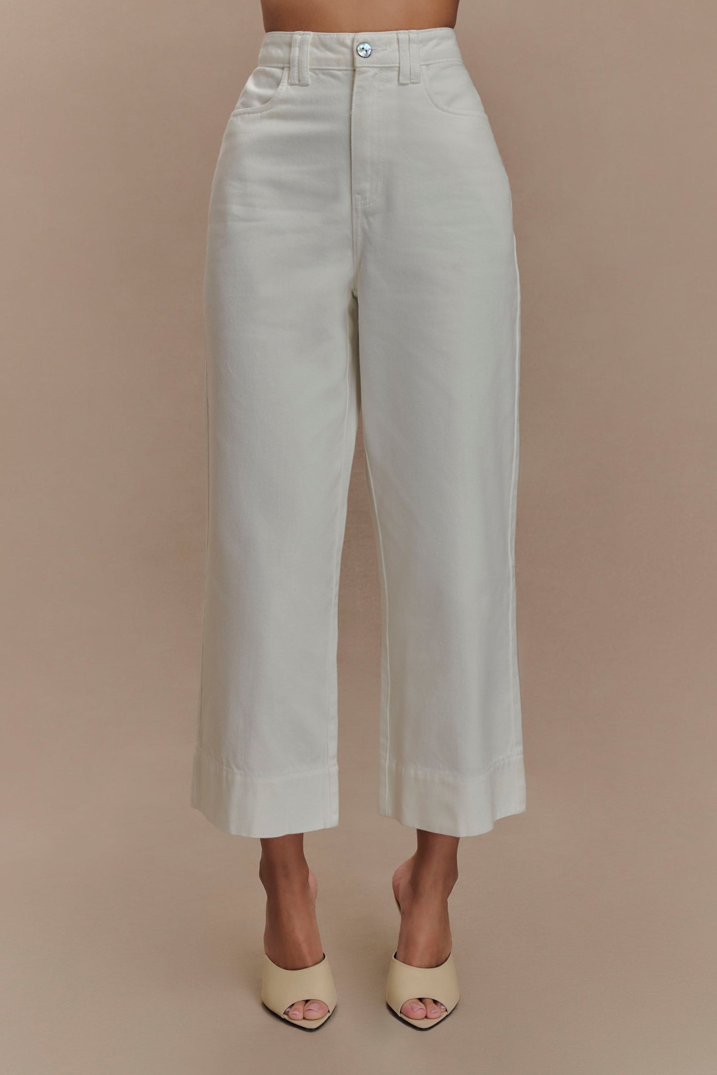 Kaitlyn Cropped Wide Leg Jeans - White