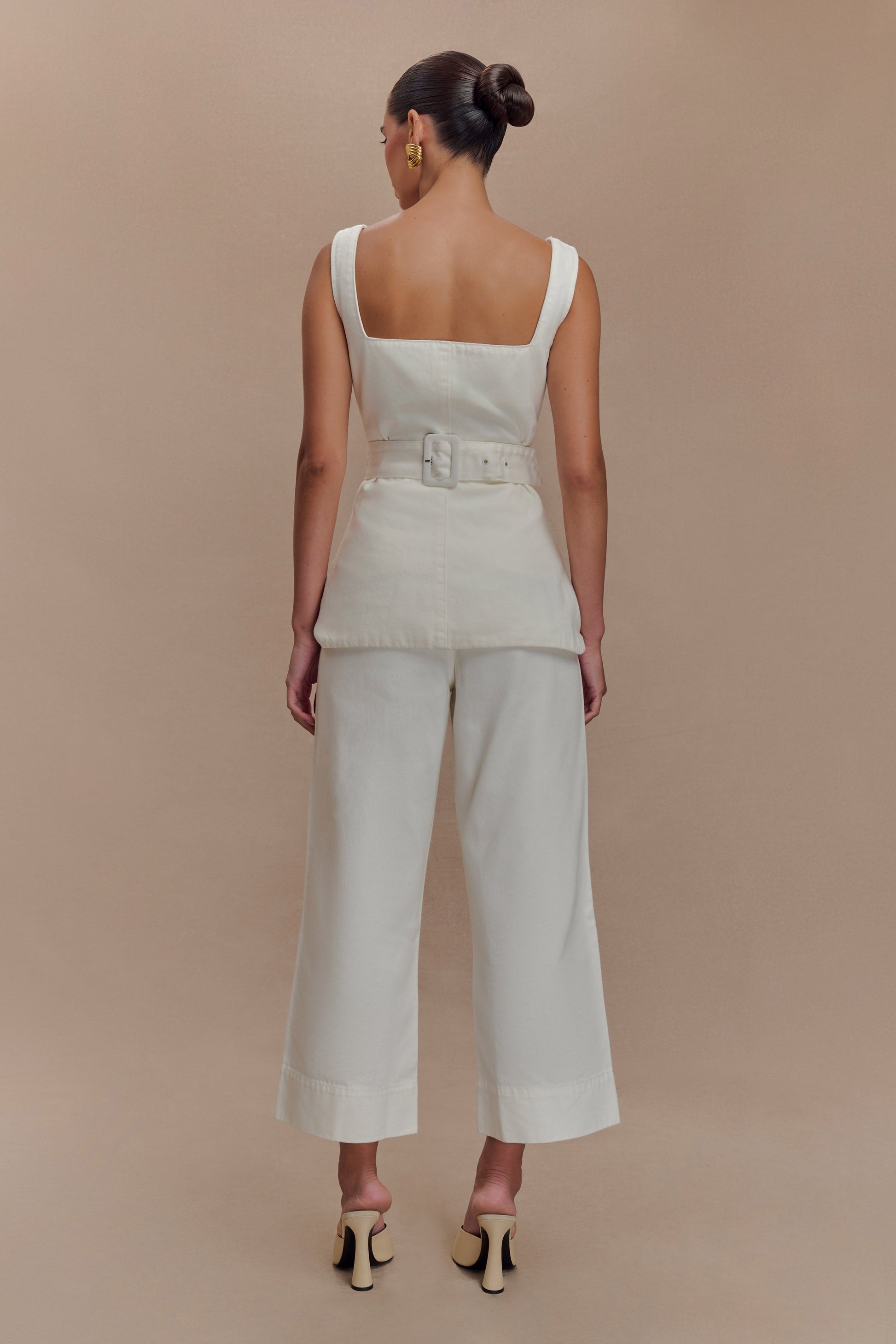 Kaitlyn Cropped Wide Leg Jeans - White #4