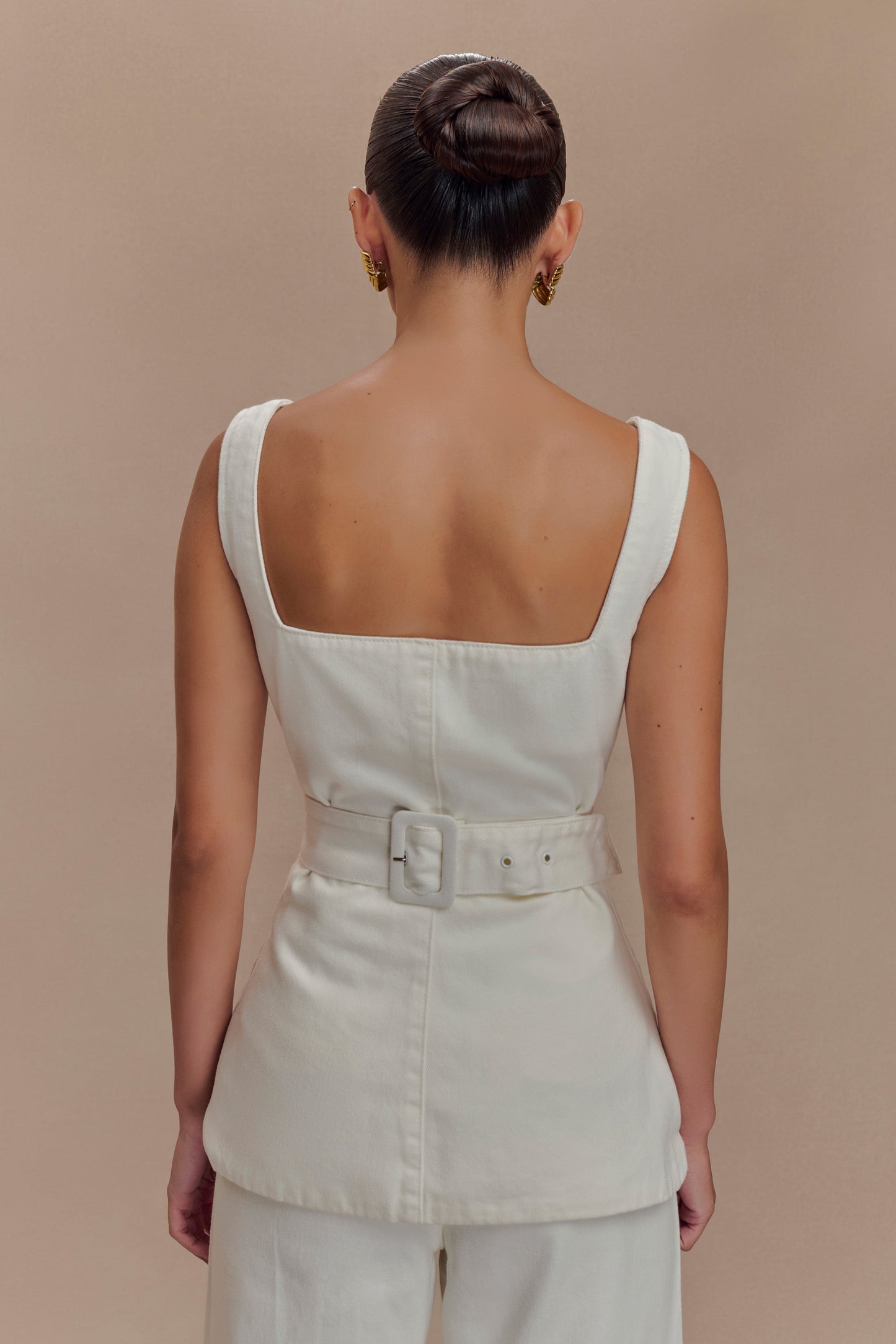 Kaitlyn Square Neck Long Line Top - White