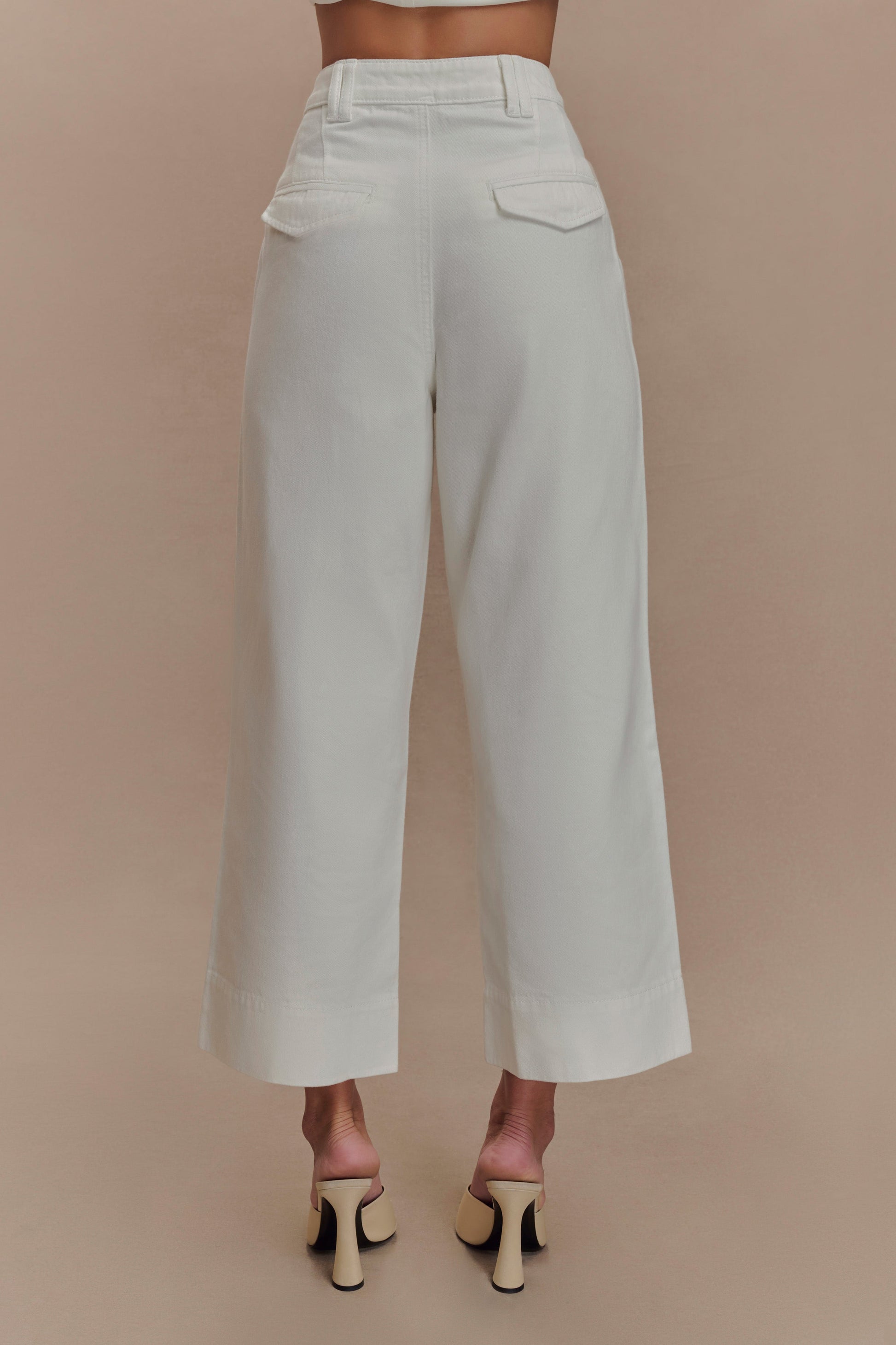 Kaitlyn Cropped Wide Leg Jeans - White #2