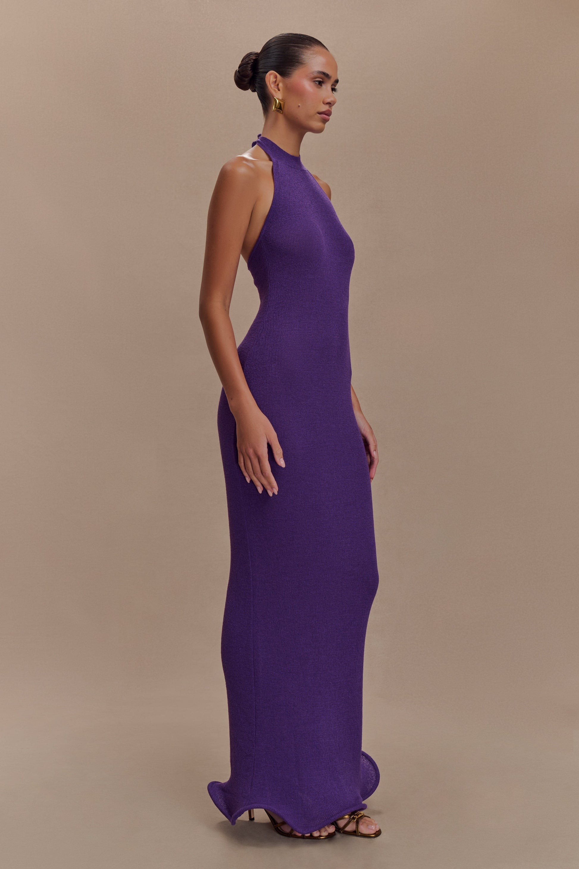 Melodie Halter Knit Maxi Dress - Purple #5