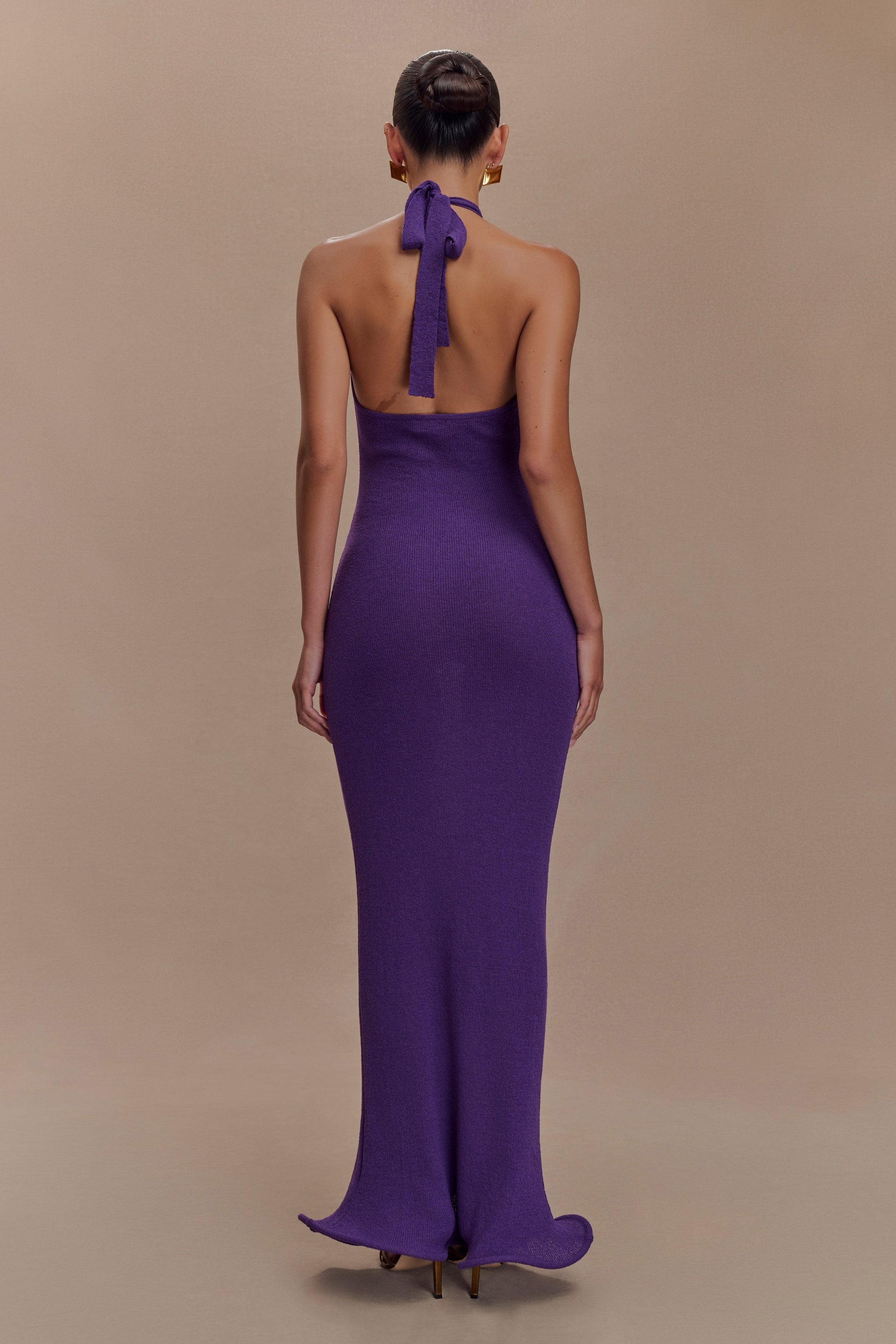 Melodie Halter Knit Maxi Dress - Purple #4