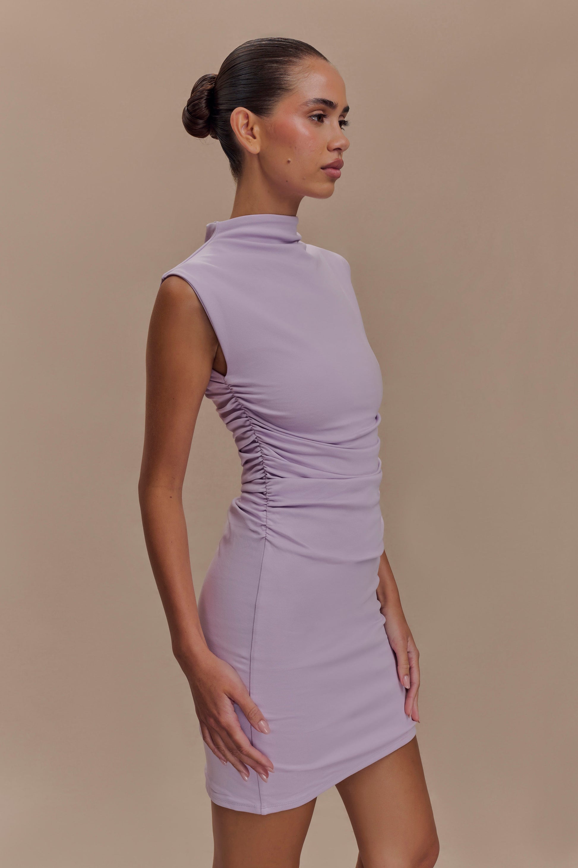 Elliot High Neck Sleeveless Mini Dress - Lilac #4