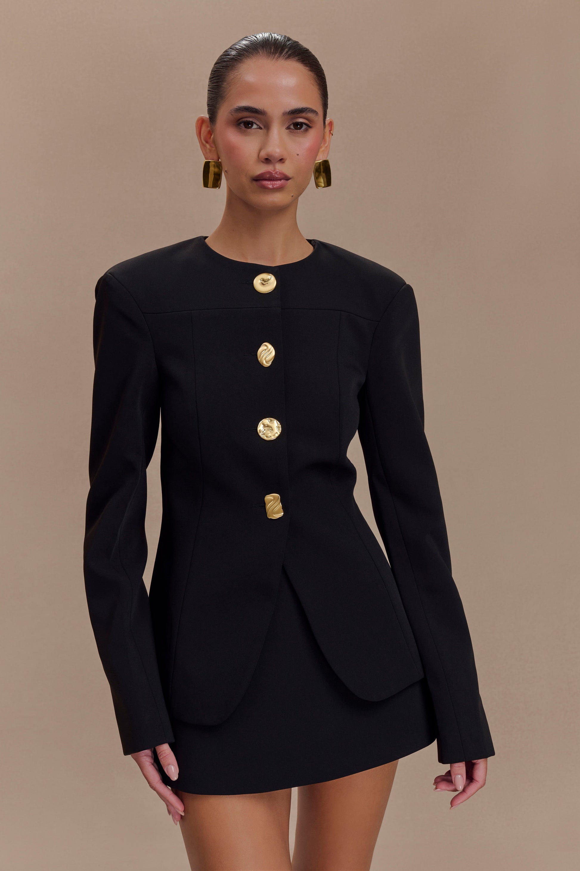 Asia Mixed Button Blazer - Black #7