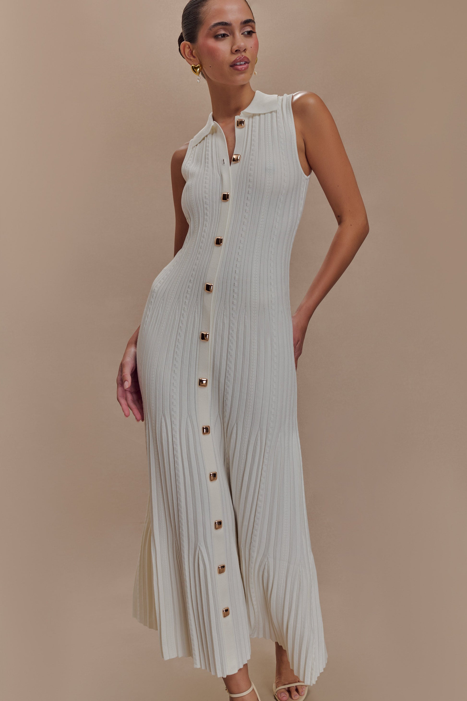 Margie Sleeveless Knit Midi Dress - White #4