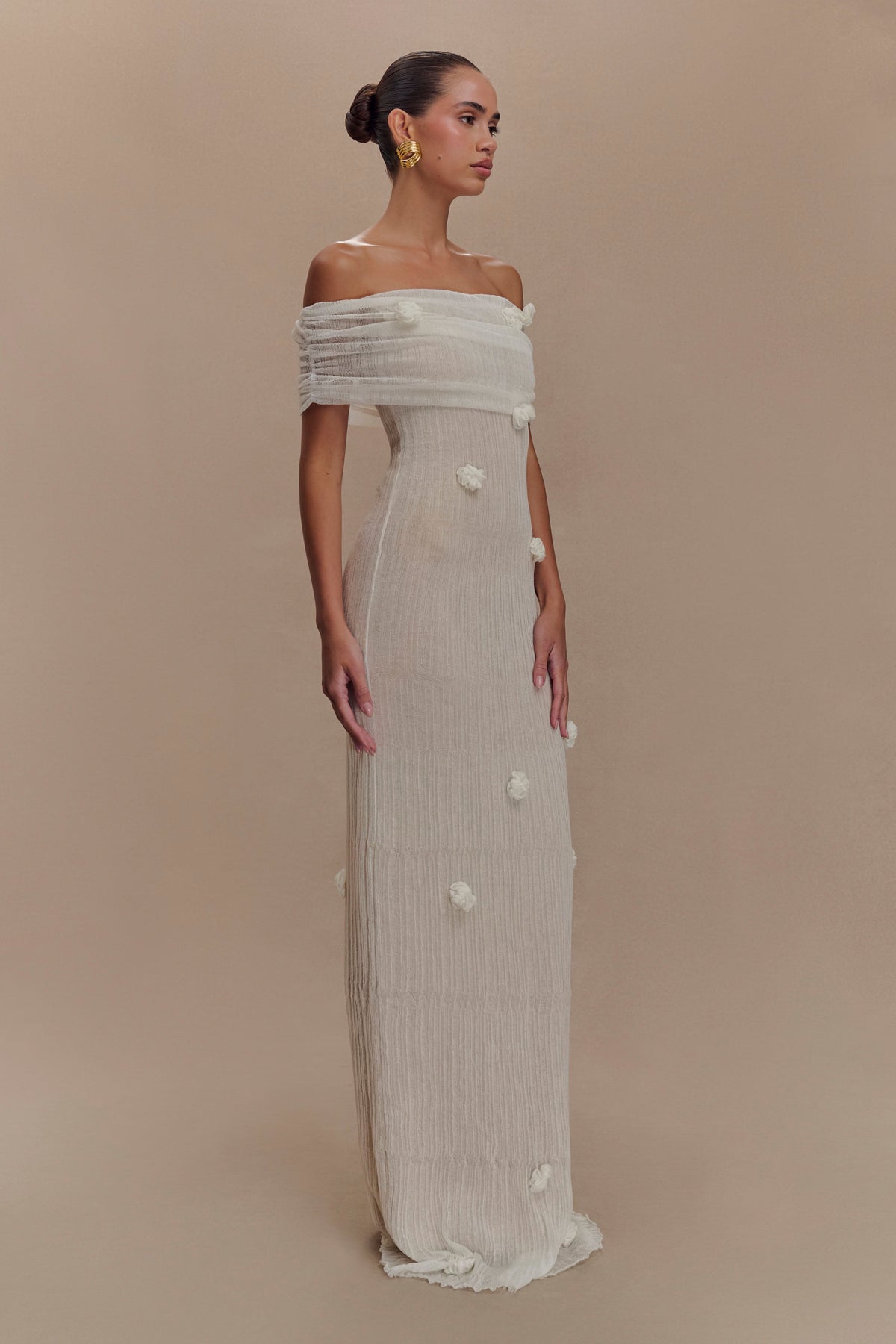 Brynn Orchid Knit Maxi Dress - Ivory #4