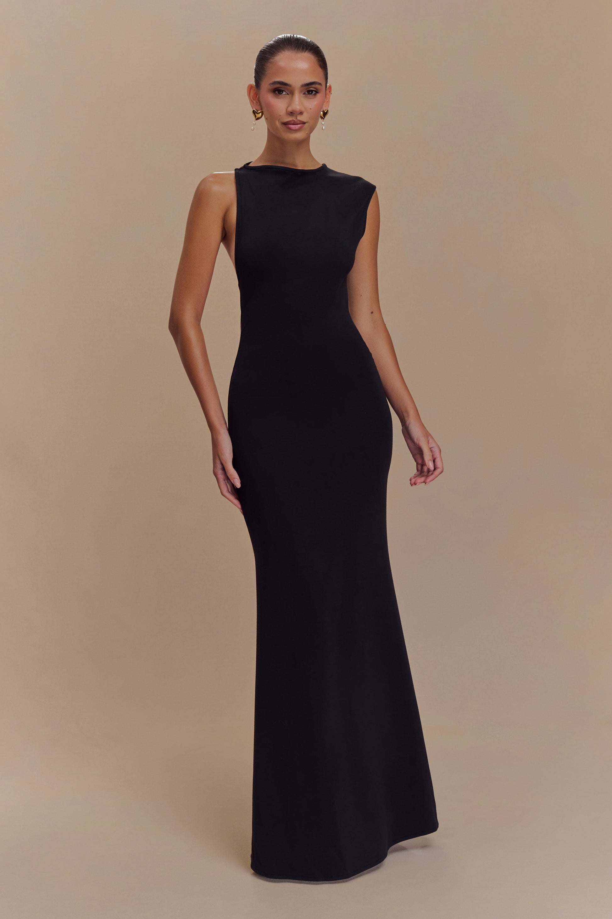 Katerina Scuba Jersey Cut Out Maxi Dress - Black #2