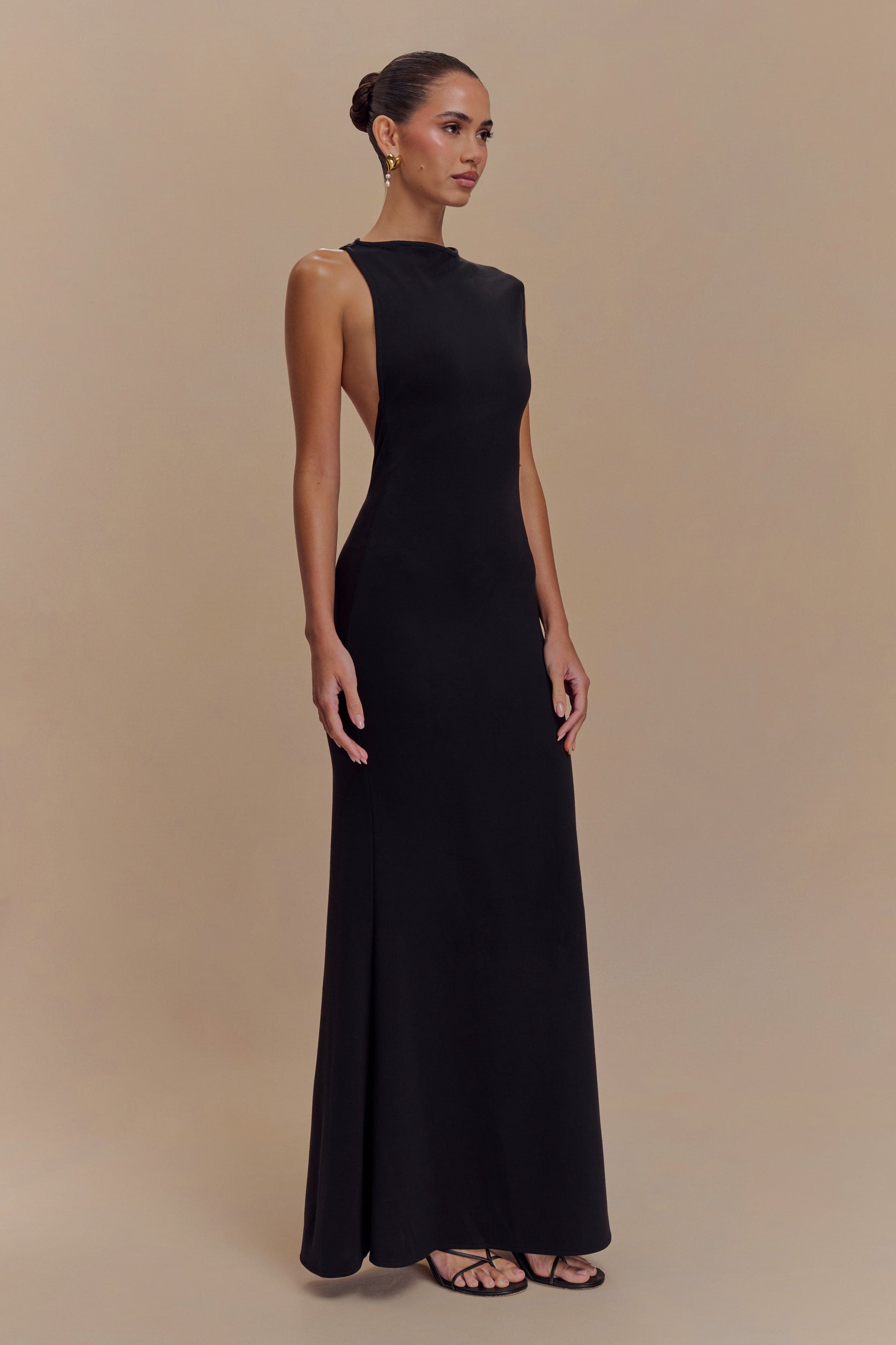 Katerina Scuba Jersey Cut Out Maxi Dress - Black #4