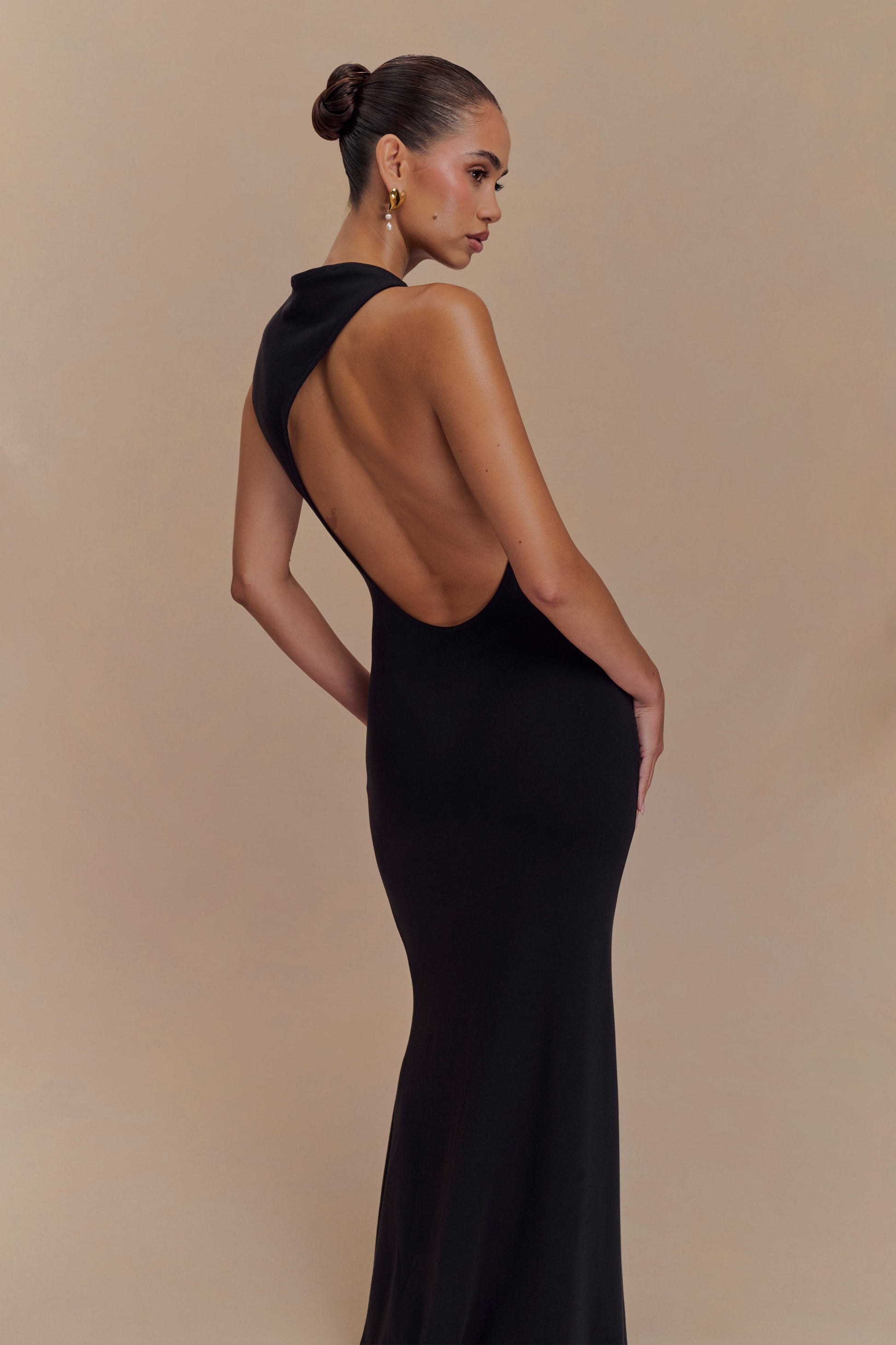 Katerina Scuba Jersey Cut Out Maxi Dress - Black #3