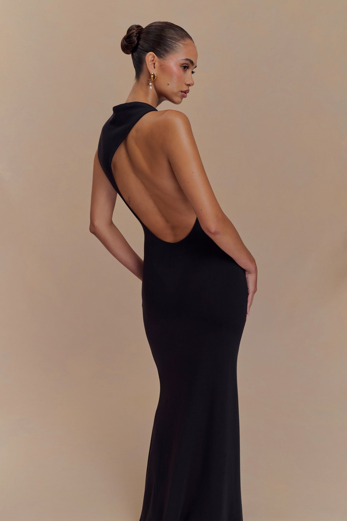 Katerina Scuba Jersey Cut Out Maxi Dress - Black #3