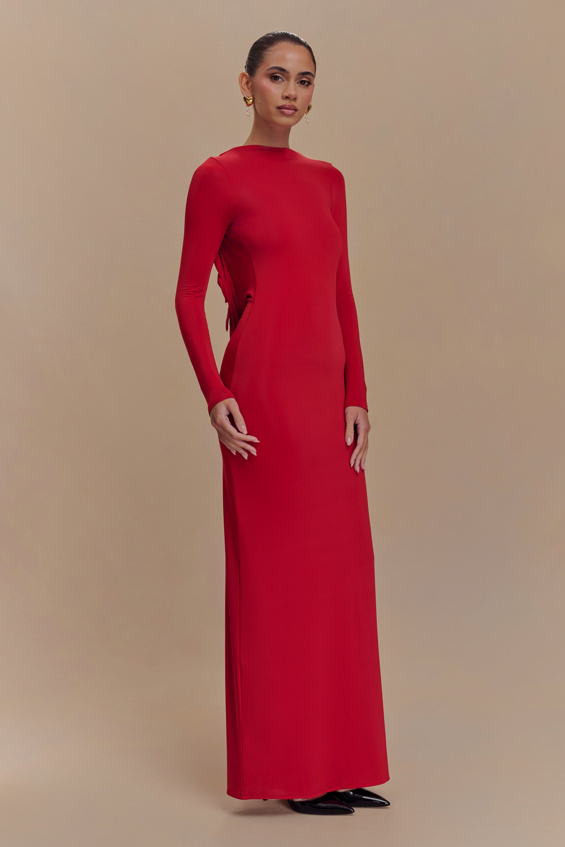 Bennett Slinky Long Sleeve Maxi Dress - Ruby #4