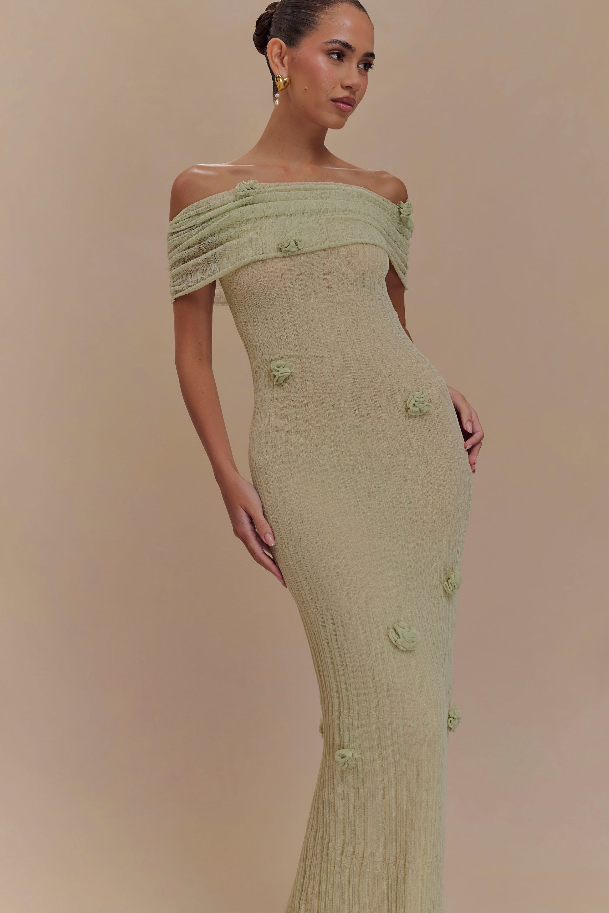 Brynn Orchid Knit Maxi Dress - Pastel Green Brynn Orchid Knit Maxi Dress - Pastel Green