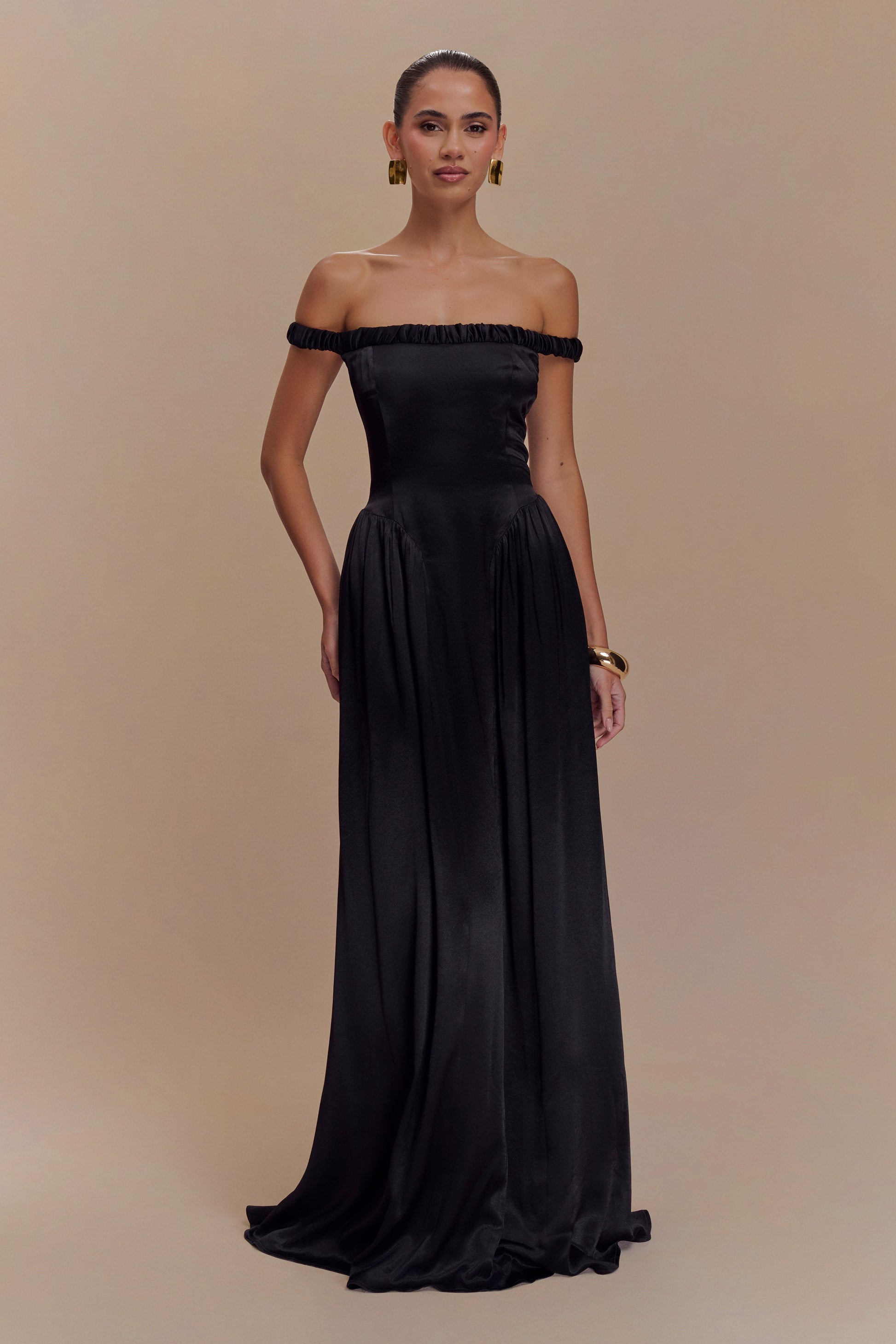 Coco Dropped Waist Maxi Dress - Black | MESHKI UK Coco Dropped Waist Maxi Dress - Black | MESHKI UK