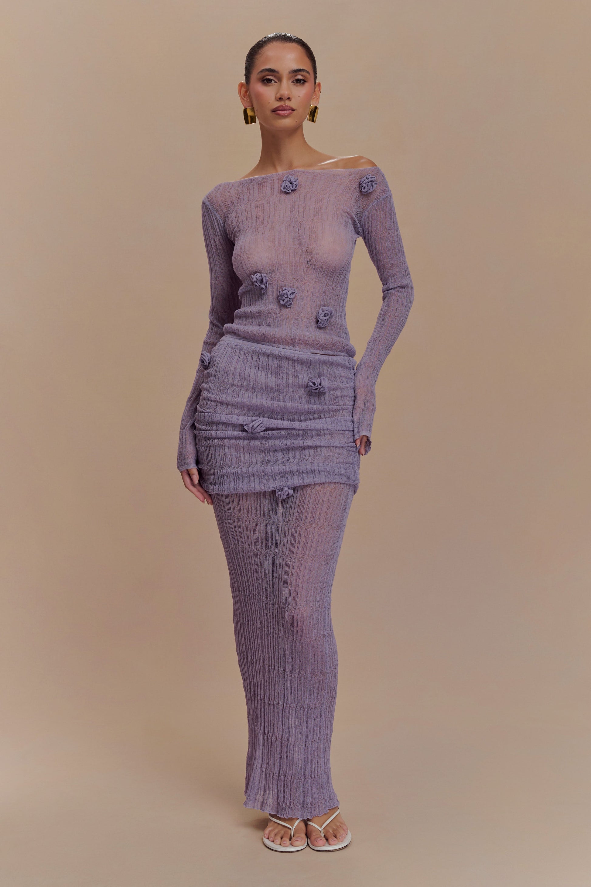 Orianna Orchid Knit Maxi Skirt - Orchid #5