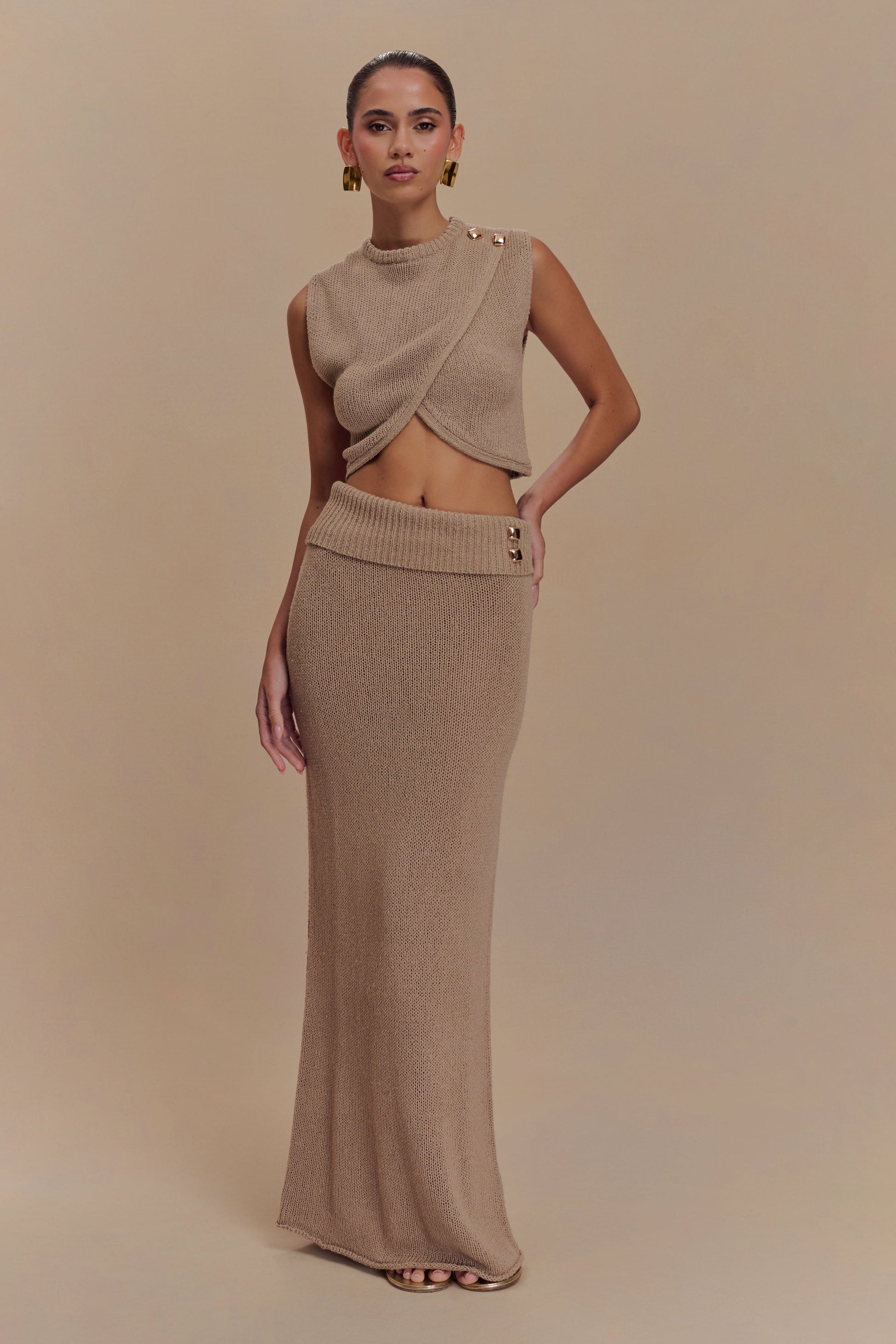 Sloane Knit Maxi Skirt - Latte #2