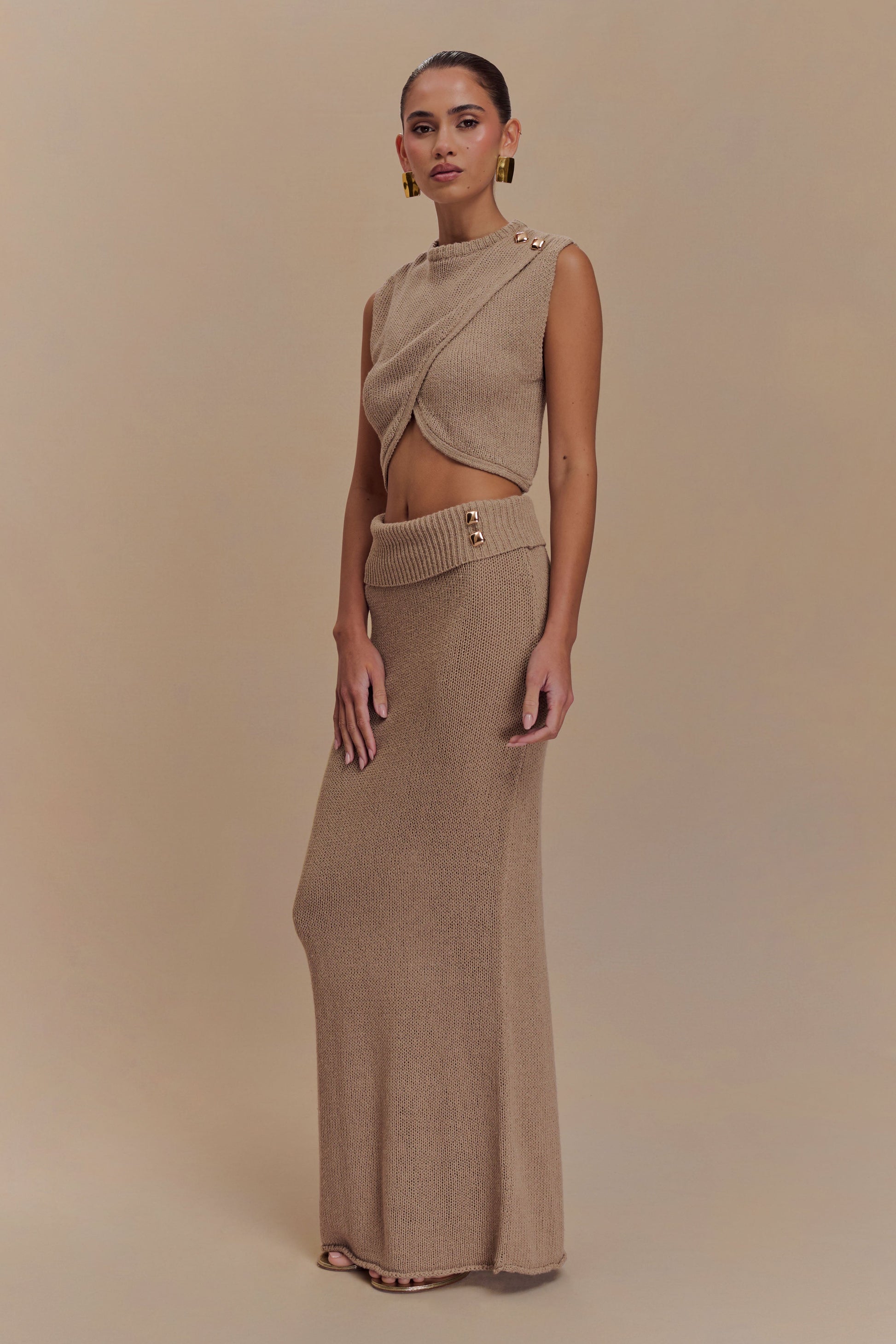 Sloane Overlay Knit Top - Latte #5