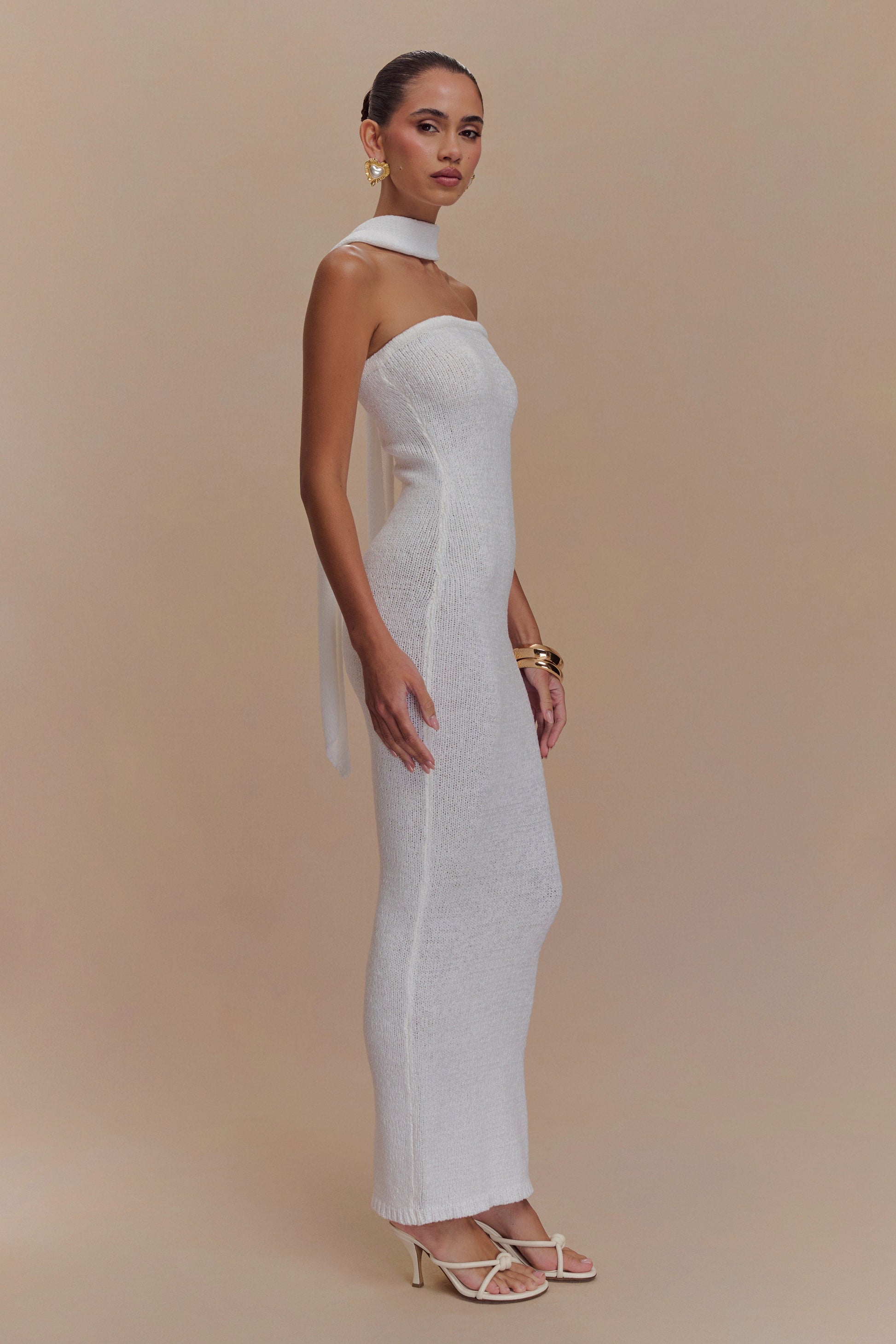 Andrea Strapless Knit Maxi Dress - White #4