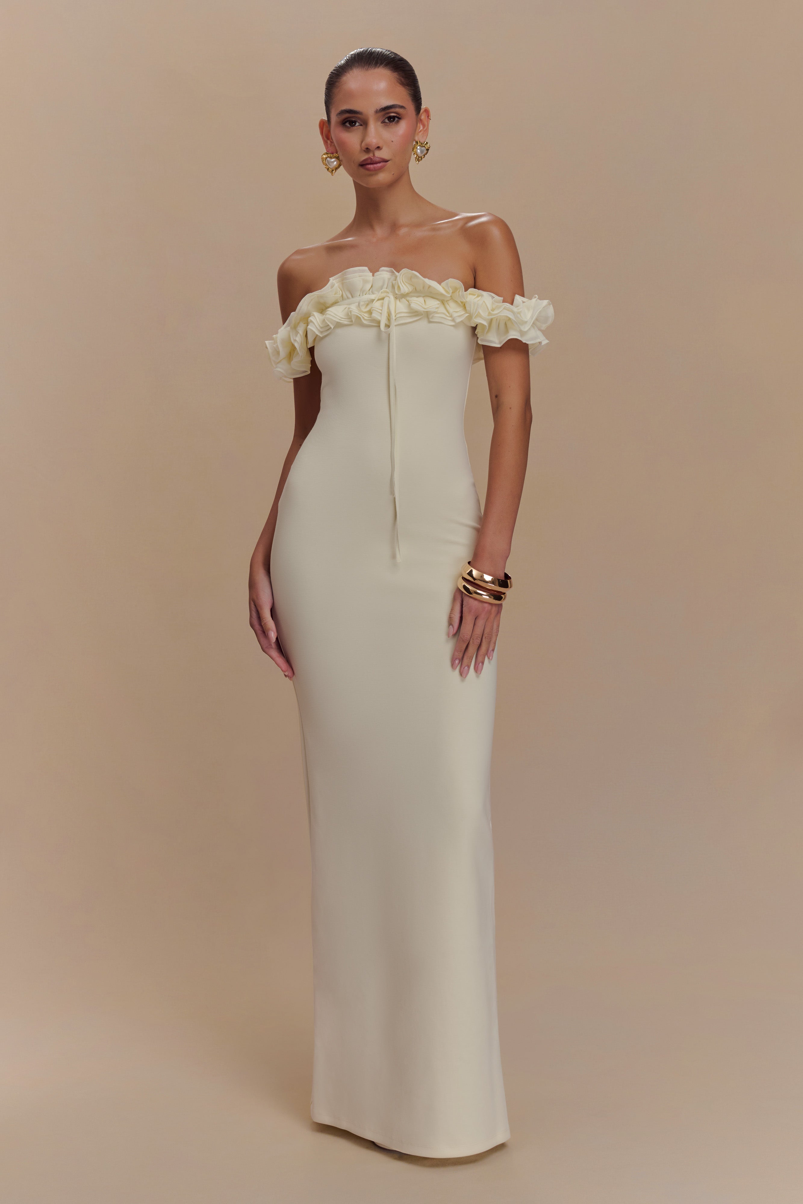 Nova Ruffle Off Shoulder Maxi Dress