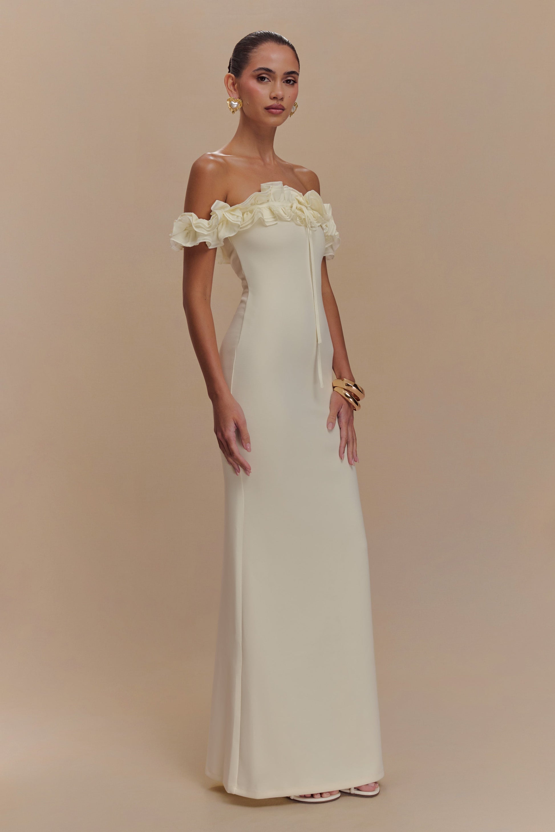 Nova Ruffle Off Shoulder Maxi Dress - Ivory #4