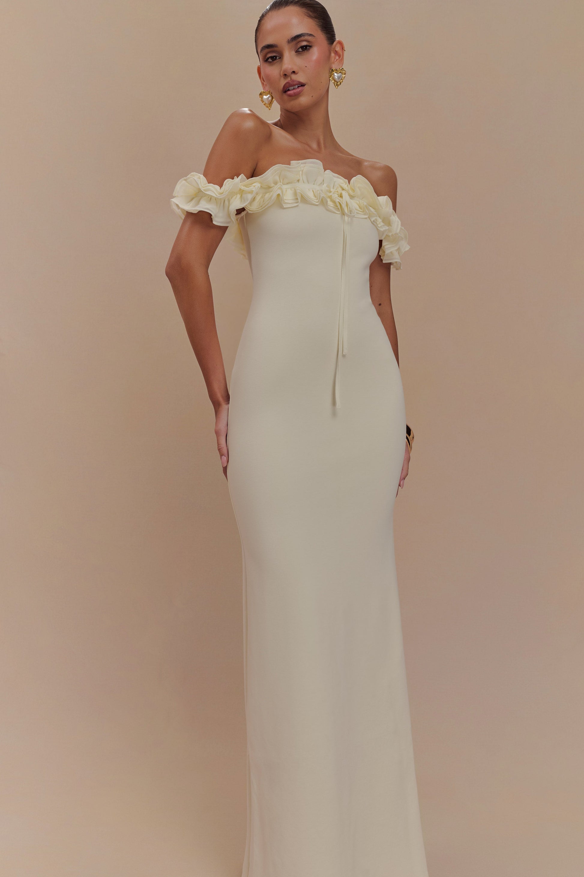 Nova Ruffle Off Shoulder Maxi Dress - Ivory #6