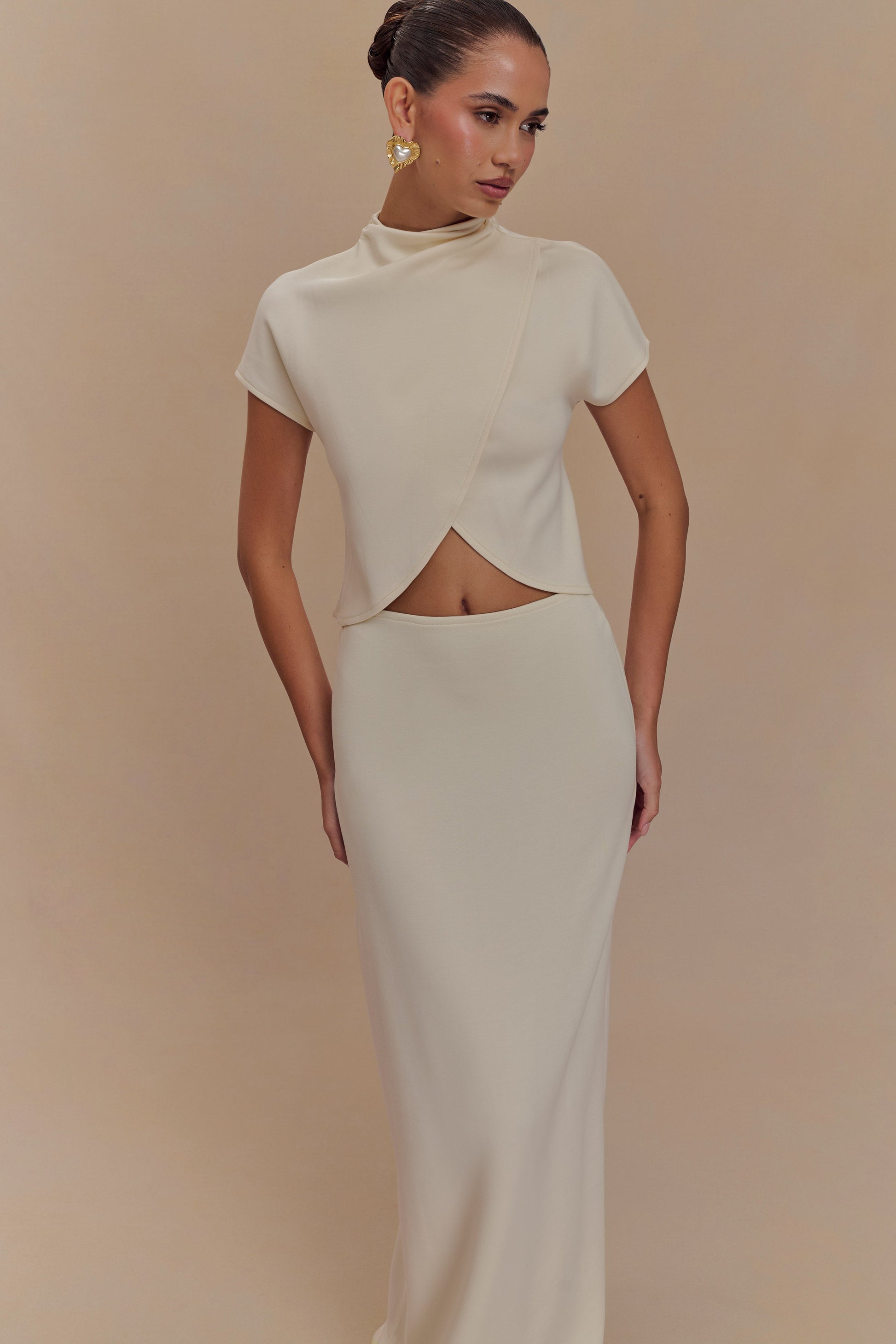 Eris Scuba Jersey Maxi Skirt - Ivory #3
