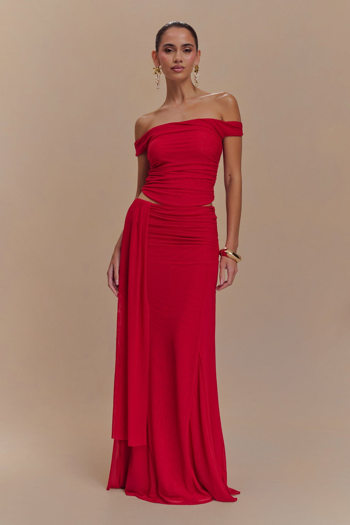 Arna Mesh Maxi Skirt - Ruby #2