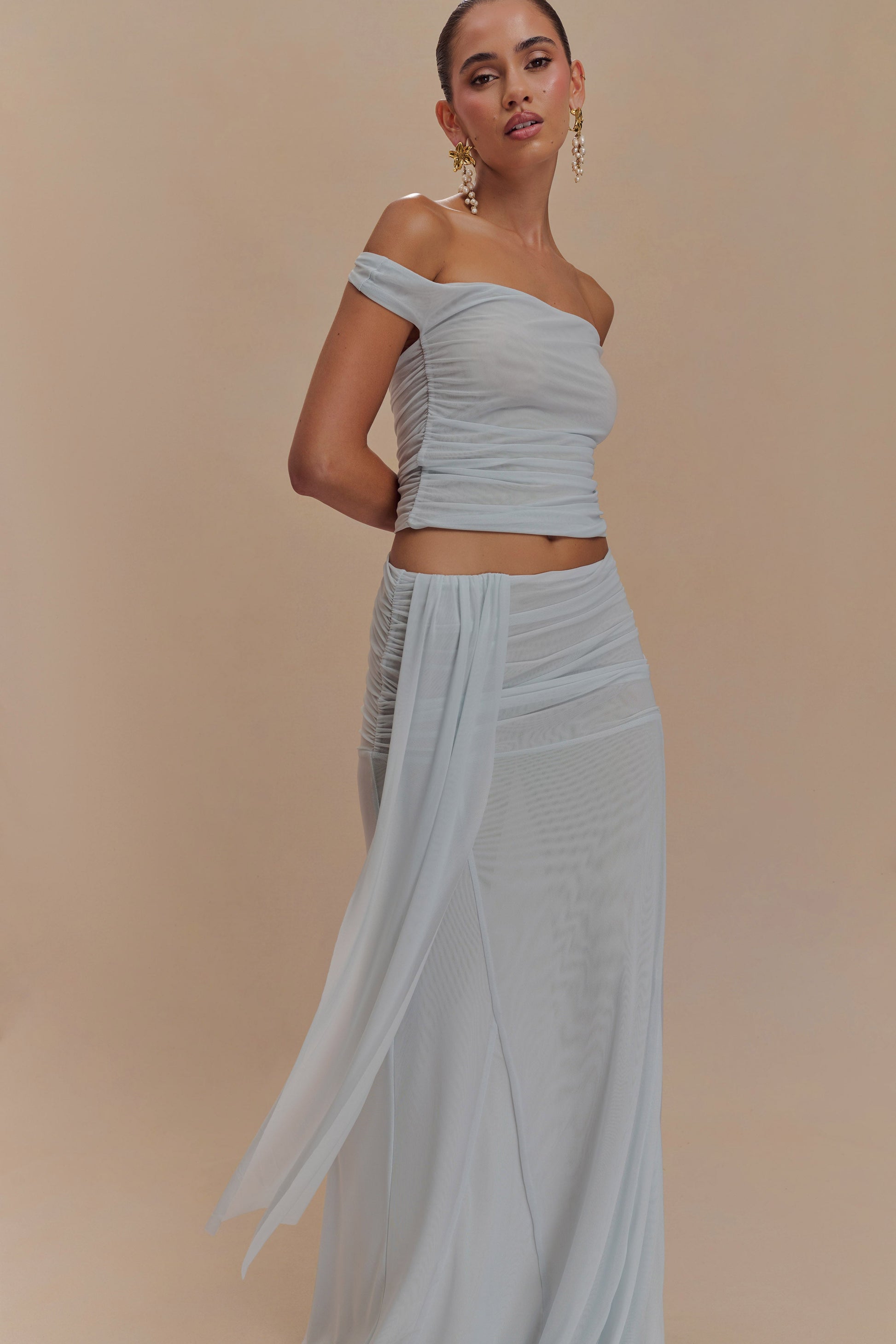 Arna Mesh Maxi Skirt - Pale Blue #4