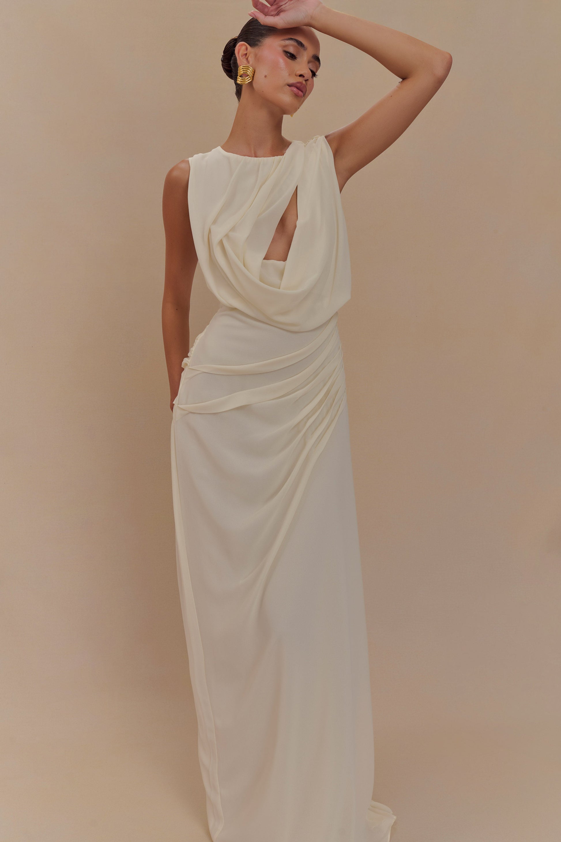 Oria Chiffon Maxi Dress - Ivory #5