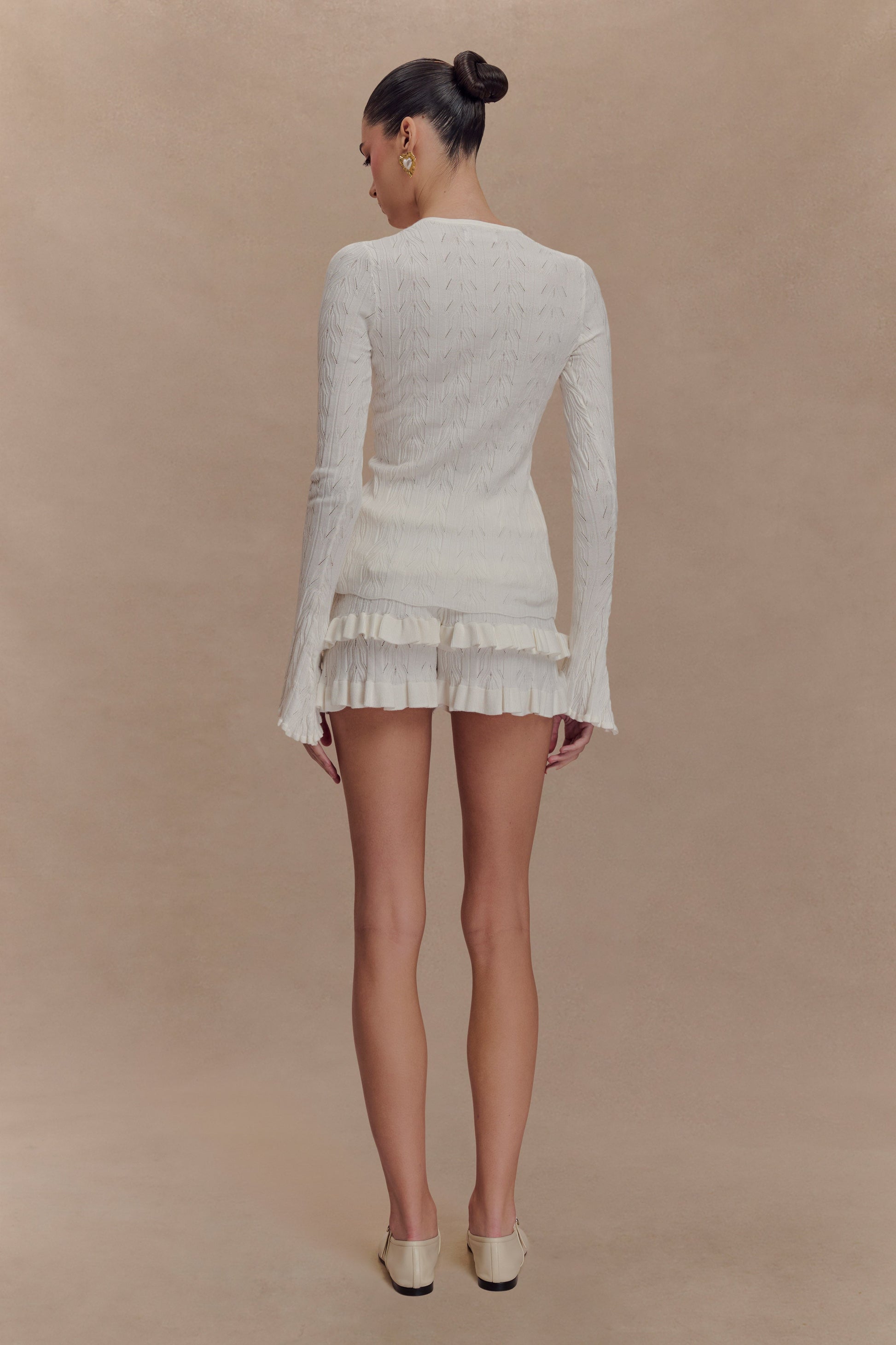Amy Pointelle Knit Frill Bloomers - Ivory #4