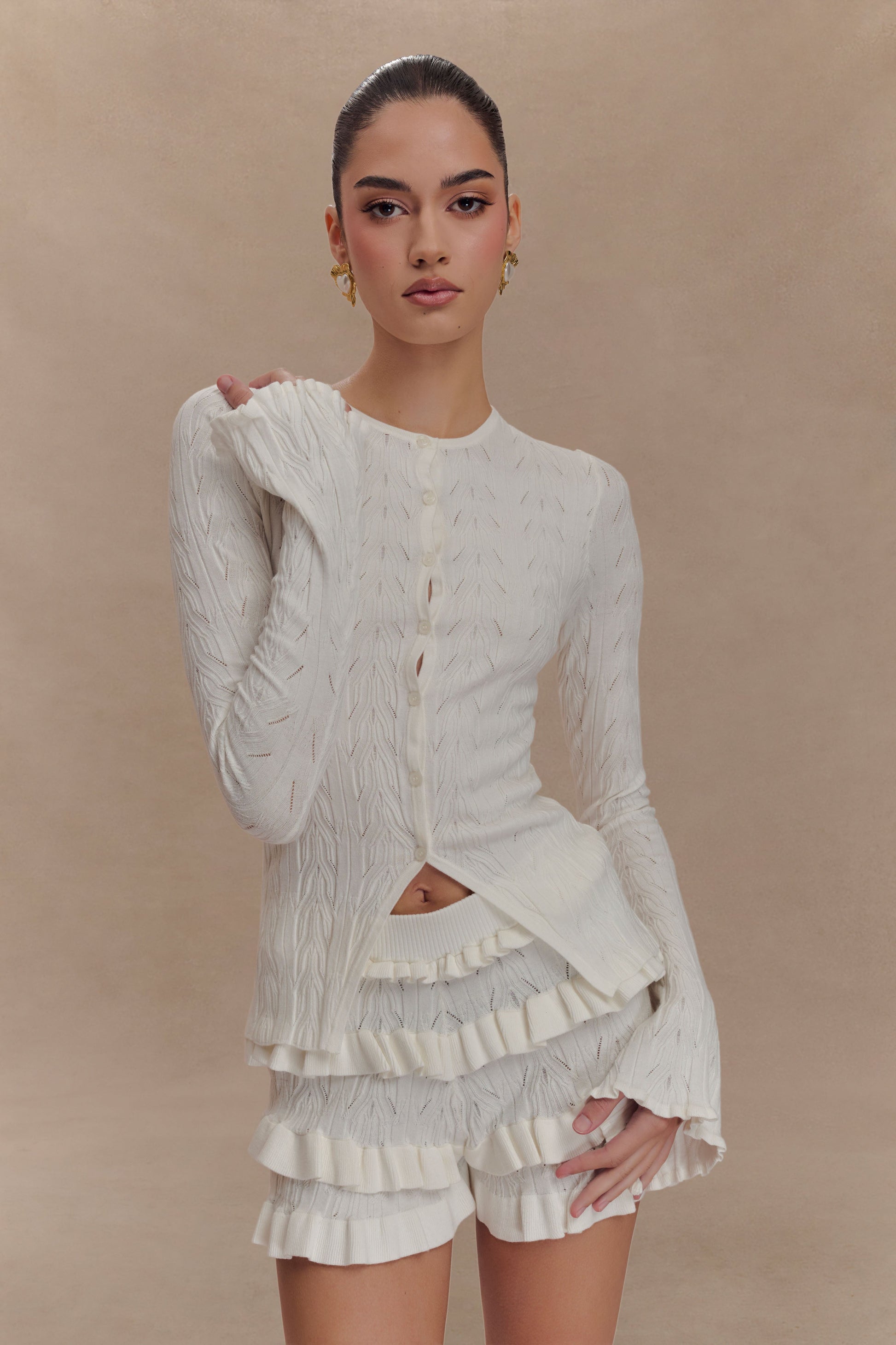 Amy Pointelle Knit Frill Bloomers - Ivory #6