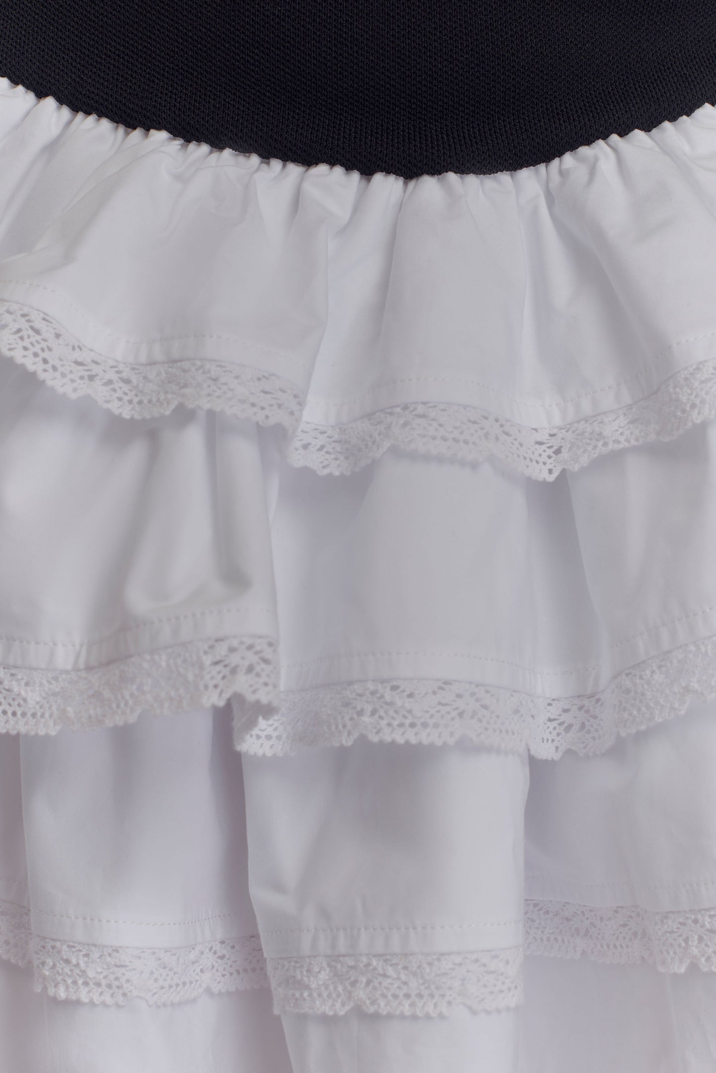 Maeve Contrast Ruffle Knit Mini Dress - Black/White