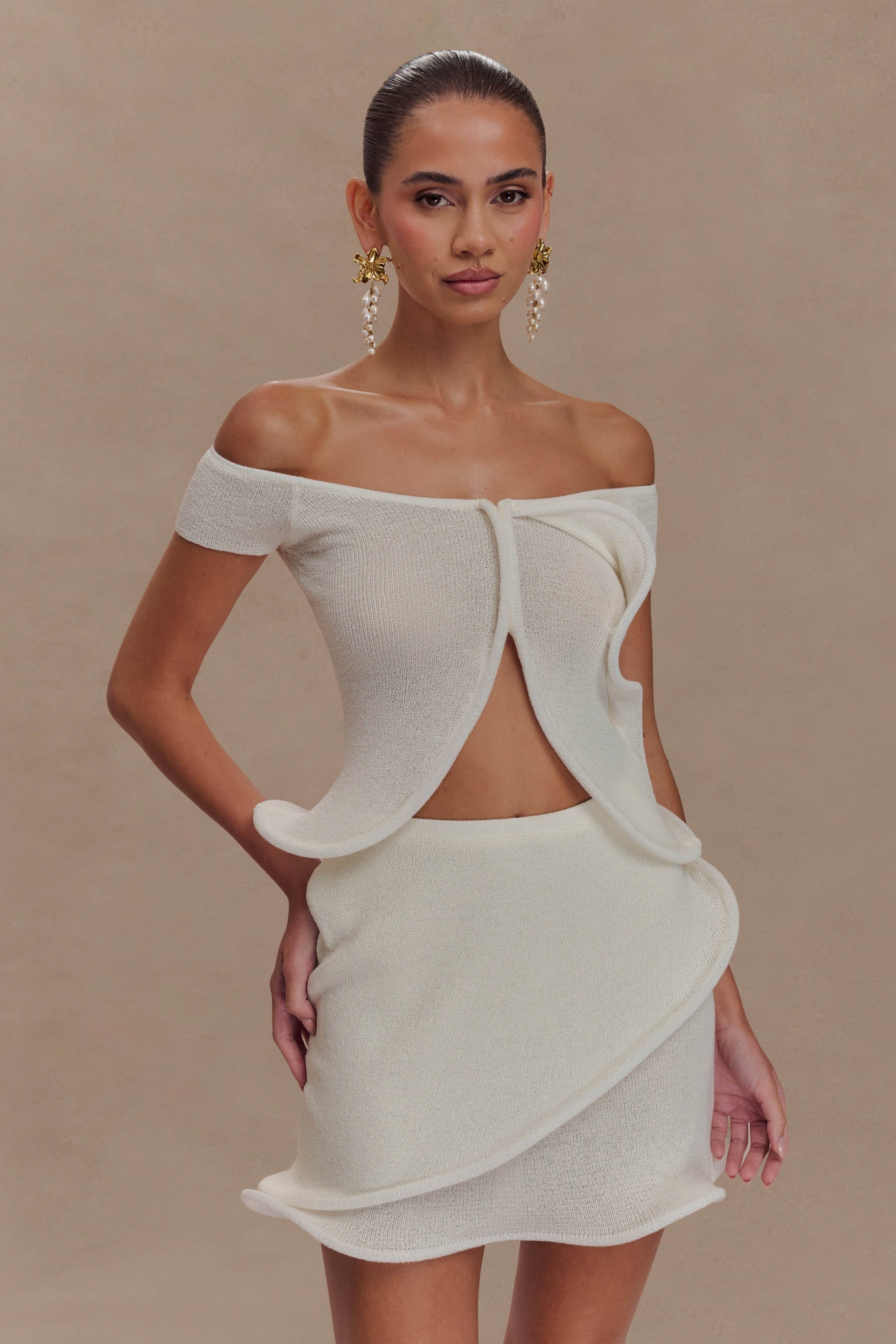 Haisley Knit Mini Skirt - Ivory #7