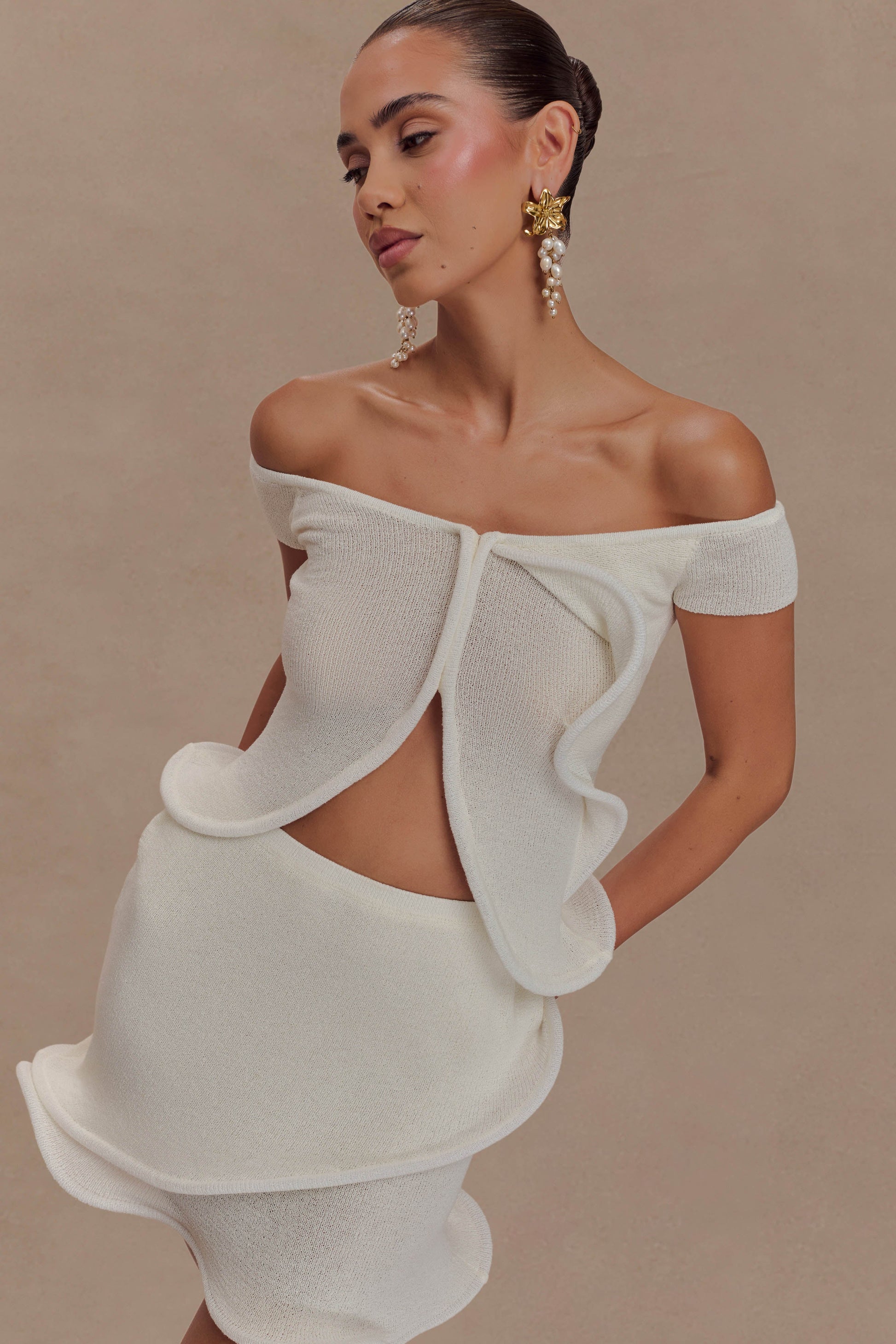 Haisley Off Shoulder Knit Top - Ivory #3