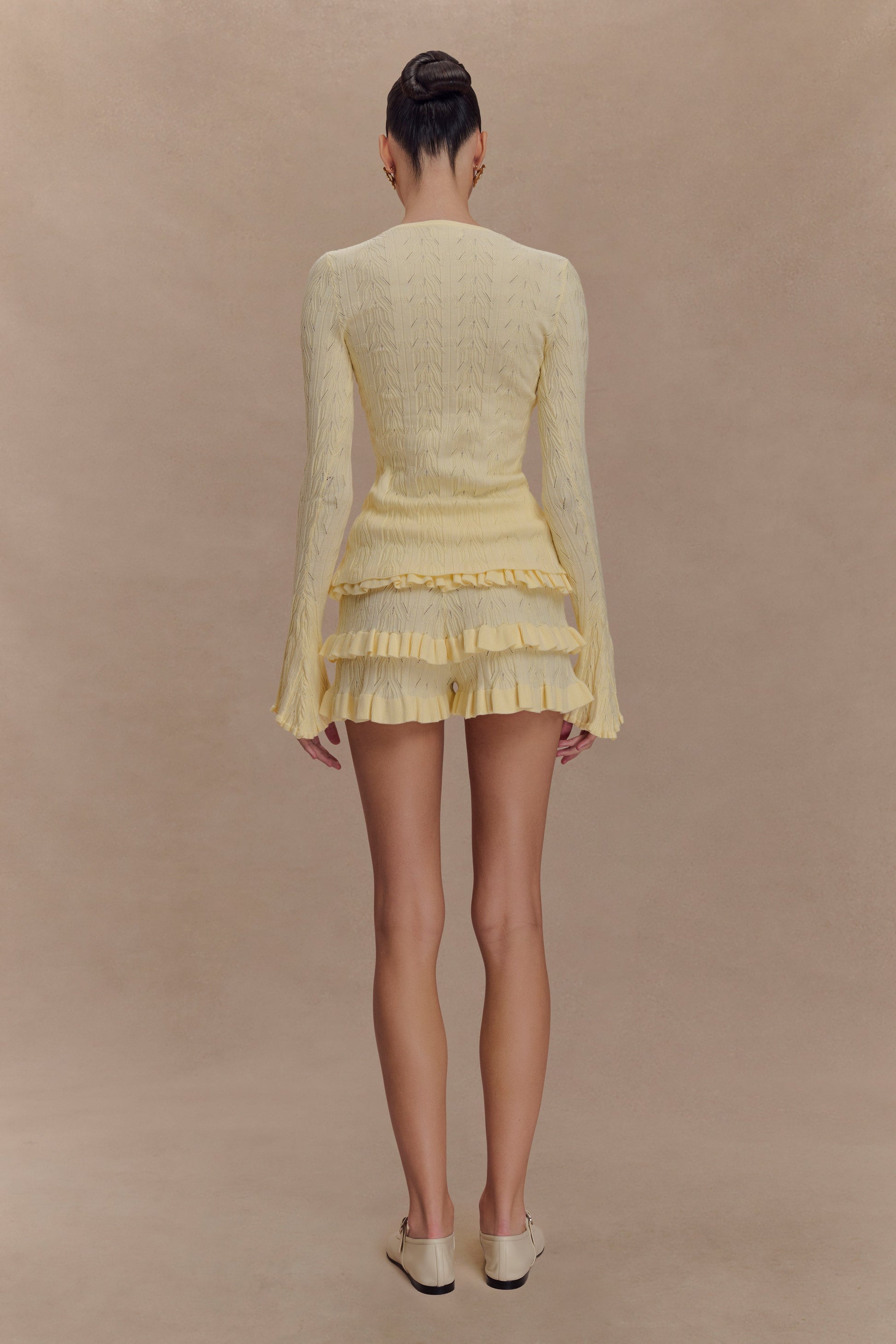 Amy Pointelle Knit Frill Bloomers - Lemon #5