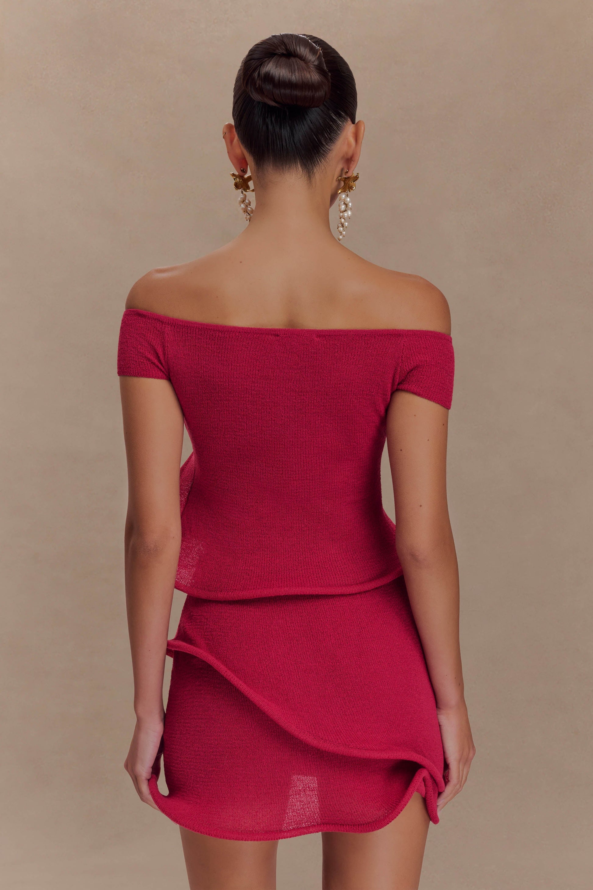 Haisley Off Shoulder Knit Top - Raspberry #2
