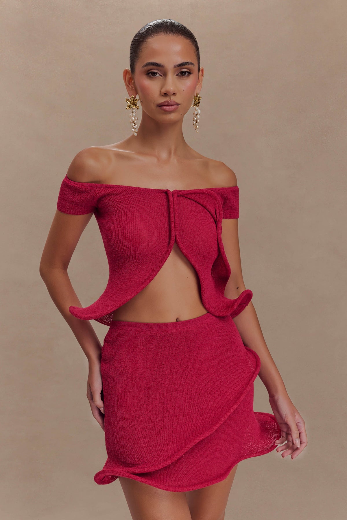 Haisley Knit Mini Skirt - Raspberry #7