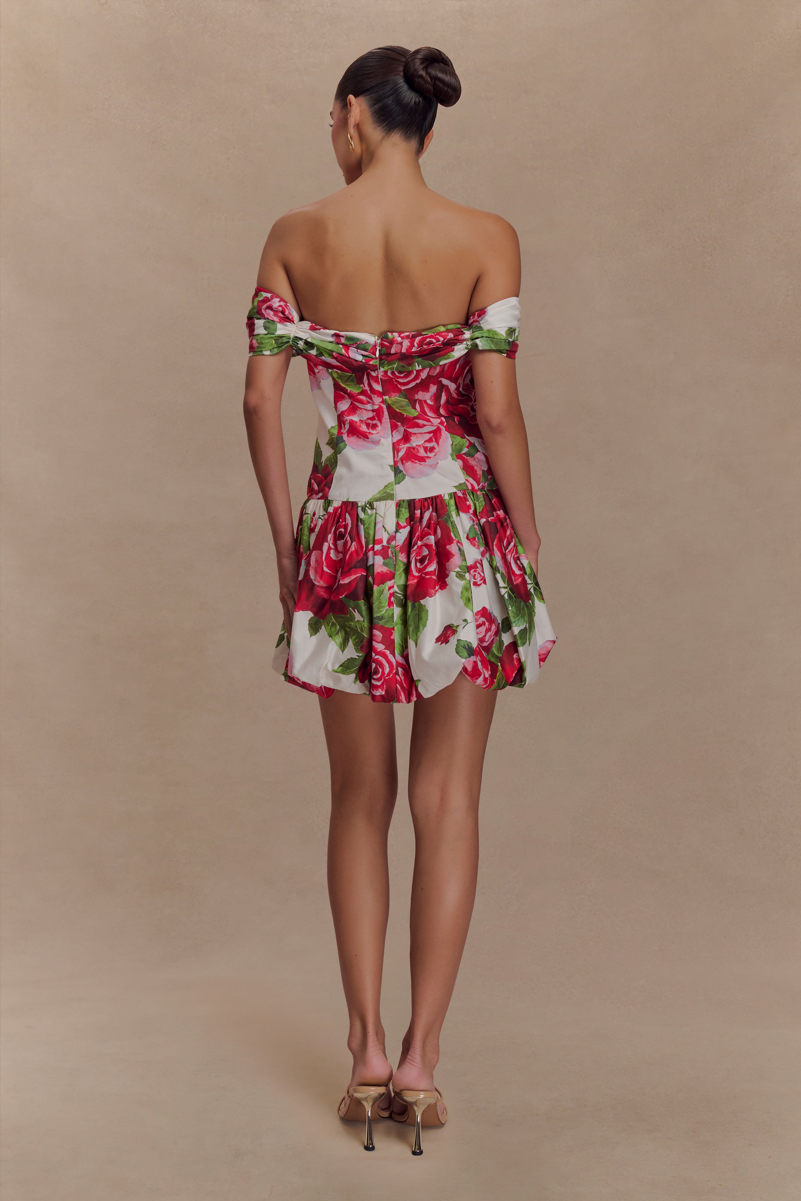 Giovanna Off Shoulder Mini Dress - Sonia Rose Print | MESHKI UK